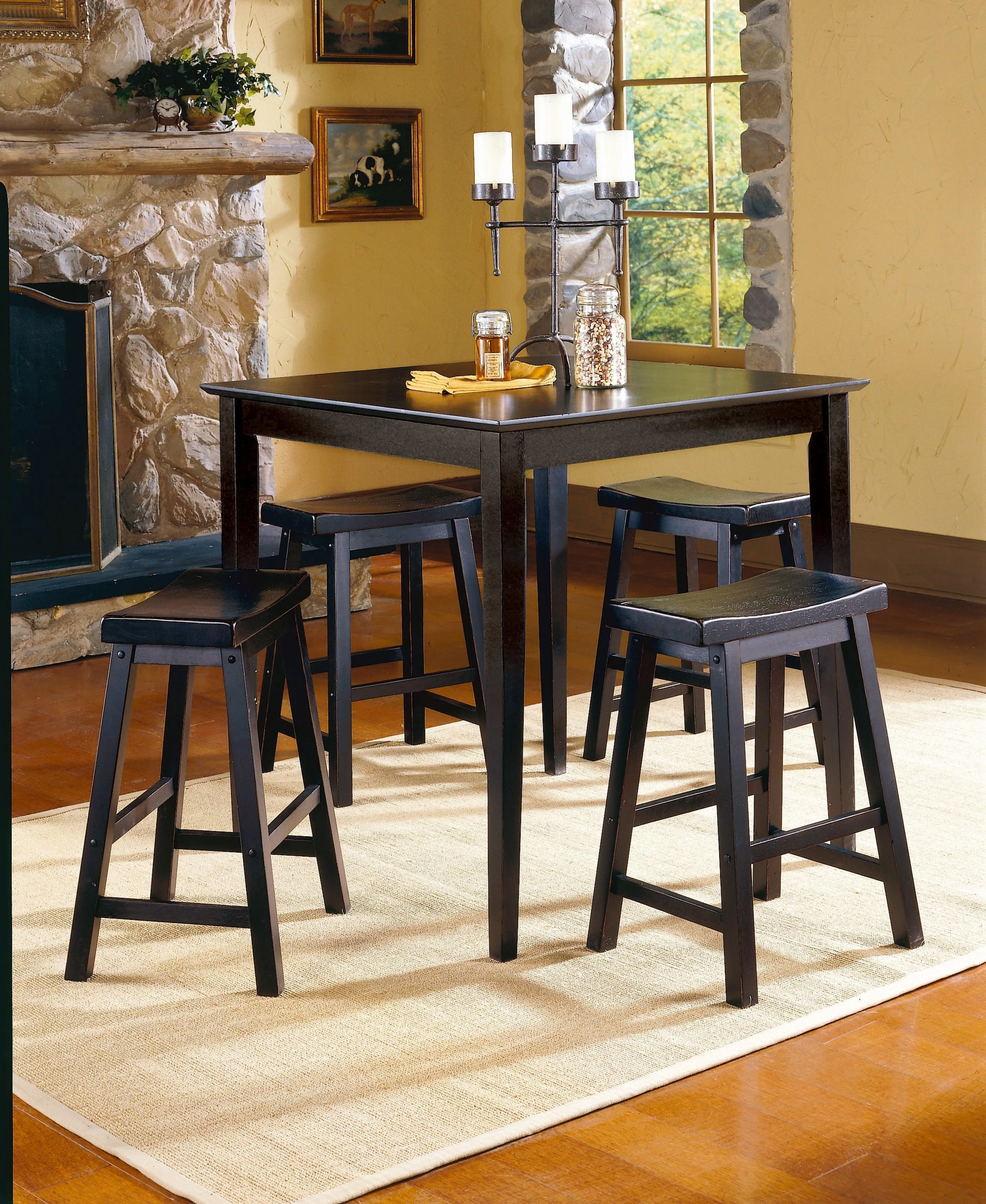 Saddleback Black Pub Height Stool, RTA, Set of 2 - Image 2