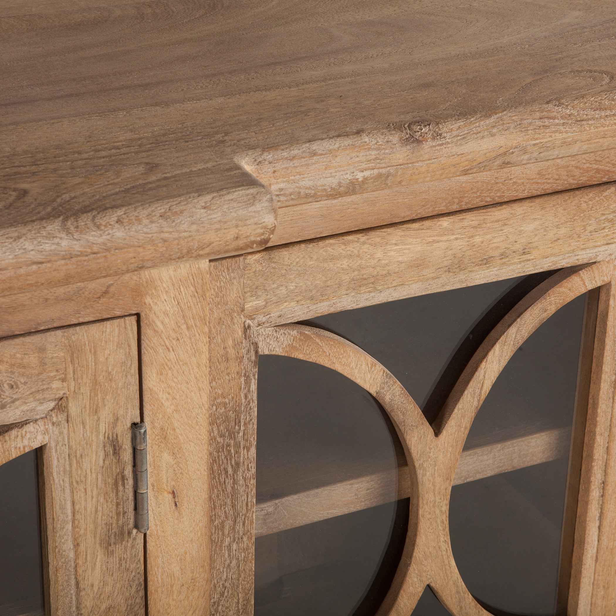 San Rafael 75" Glass Cabinet in Antique Oak - Image 3