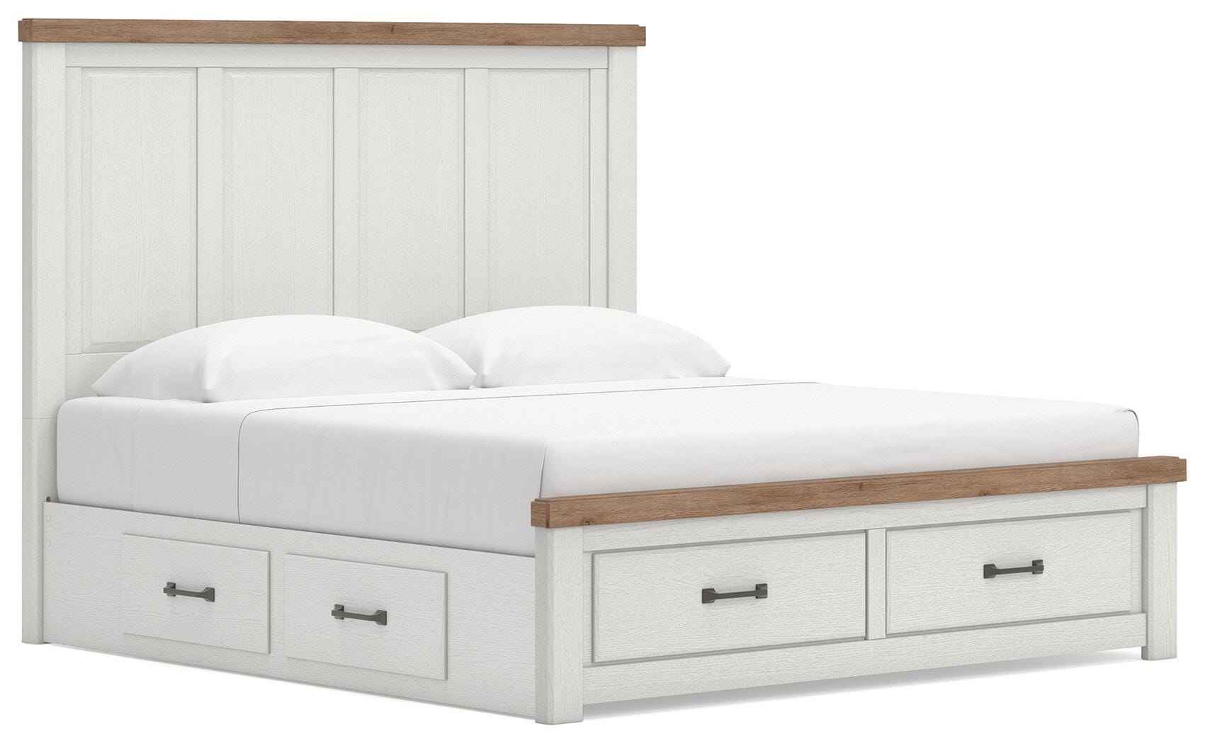 Savonport White/Brown King Panel Storage Bed