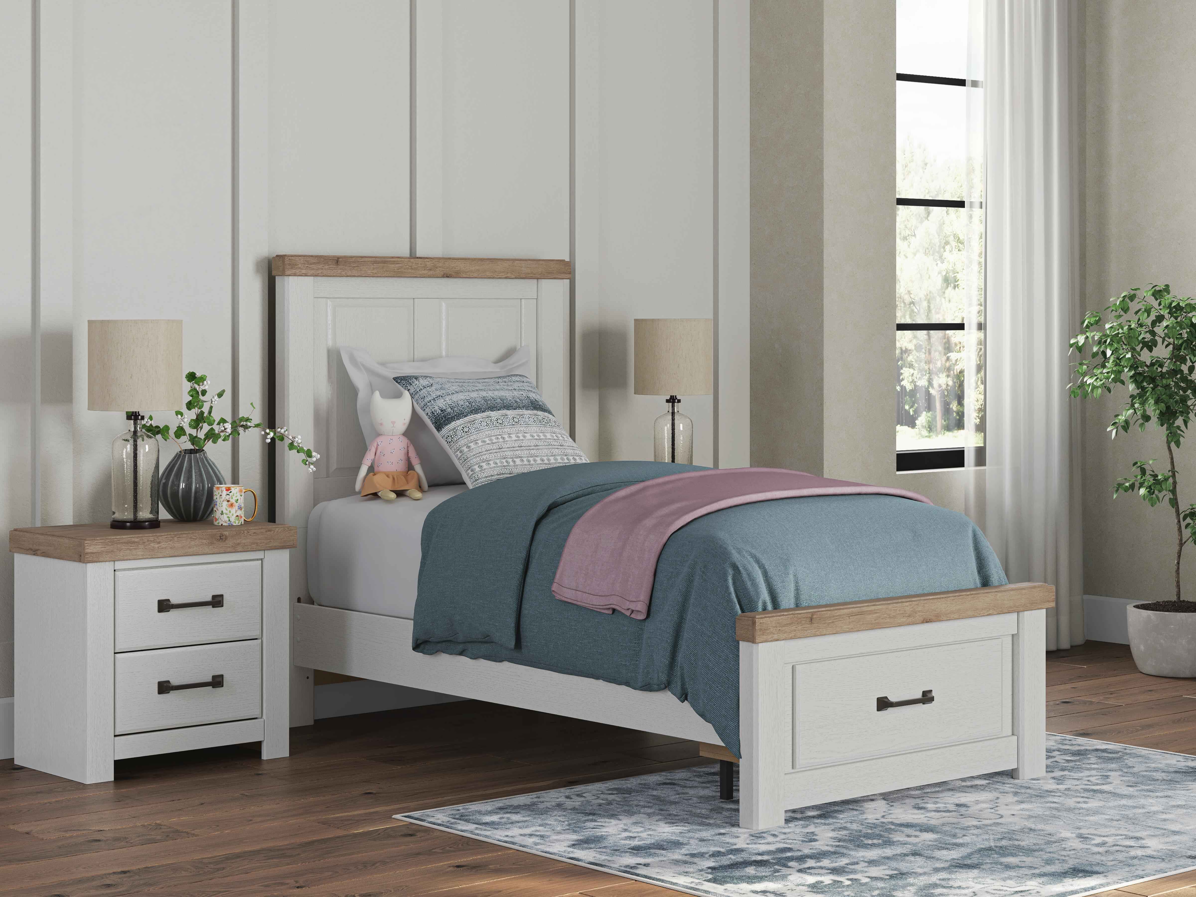 Savonport White/Brown Twin Panel Storage Bed - Image 2