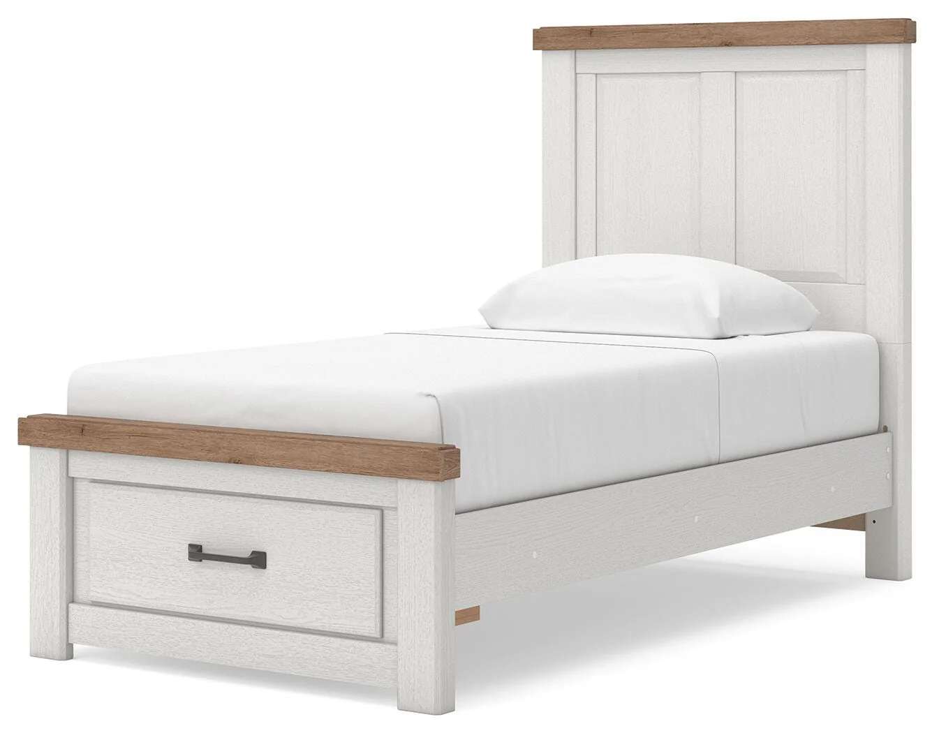 Savonport White/Brown Twin Panel Storage Bed - Image 6