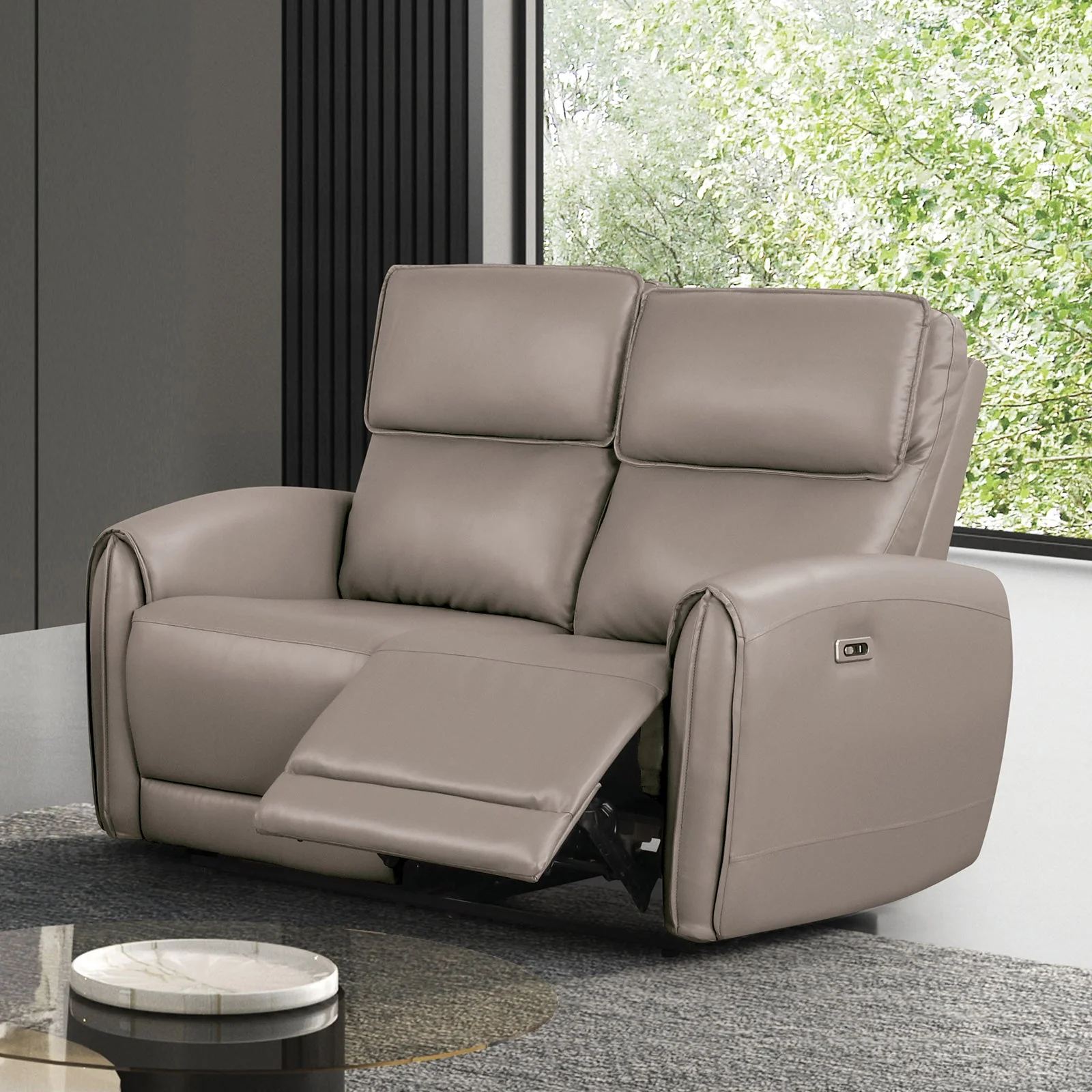 Schlieren Light Brown Leatherette Reclining Living Room Set - Image 2