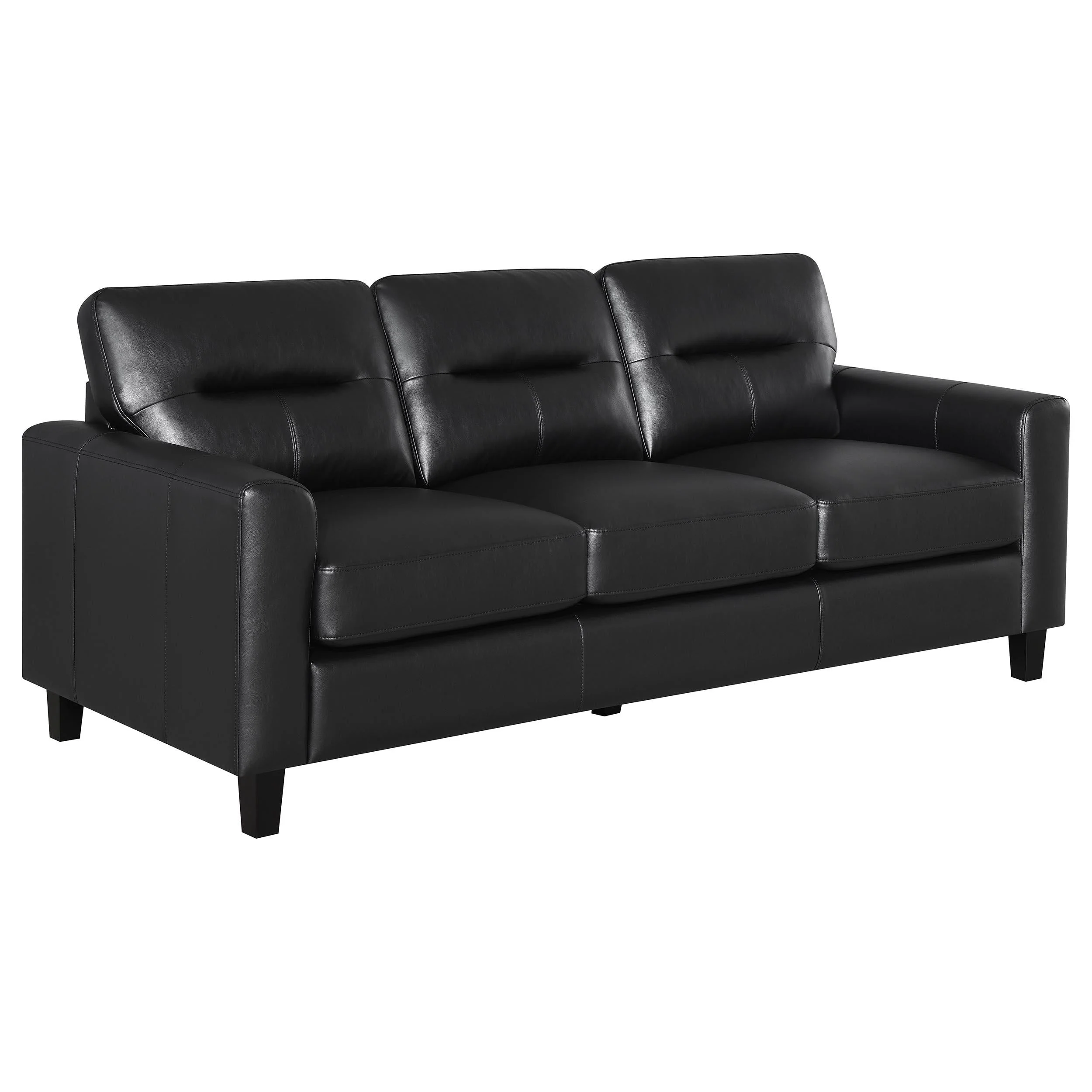 Scotland 2-piece Faux Leather Upholstered Sofa Set Black - Image 3