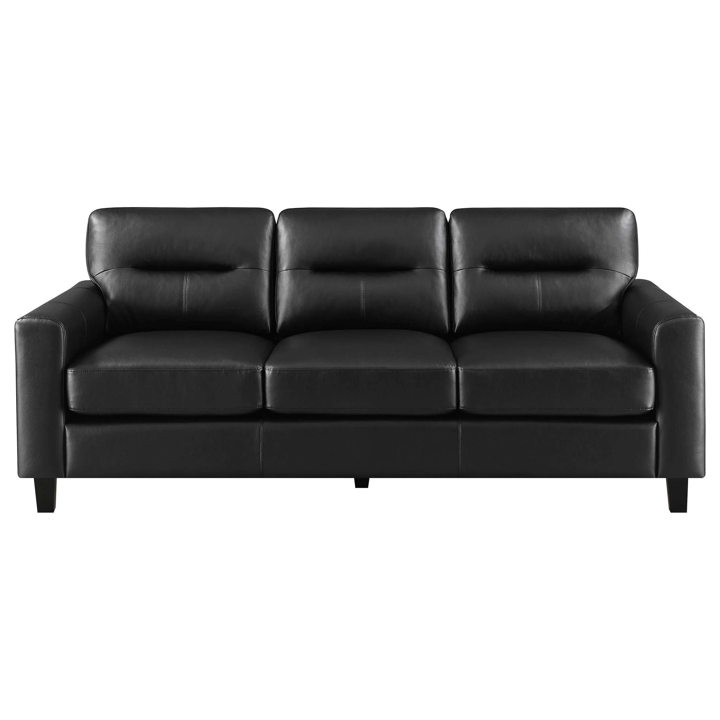 Scotland 2-piece Faux Leather Upholstered Sofa Set Black - Image 4