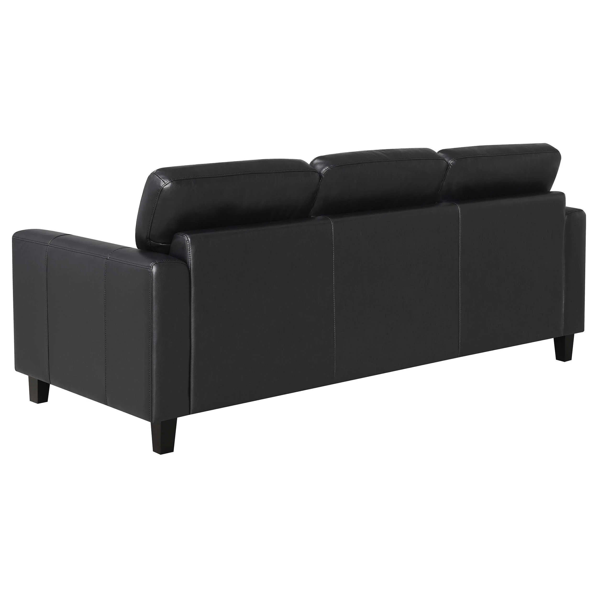 Scotland 2-piece Faux Leather Upholstered Sofa Set Black - Image 5