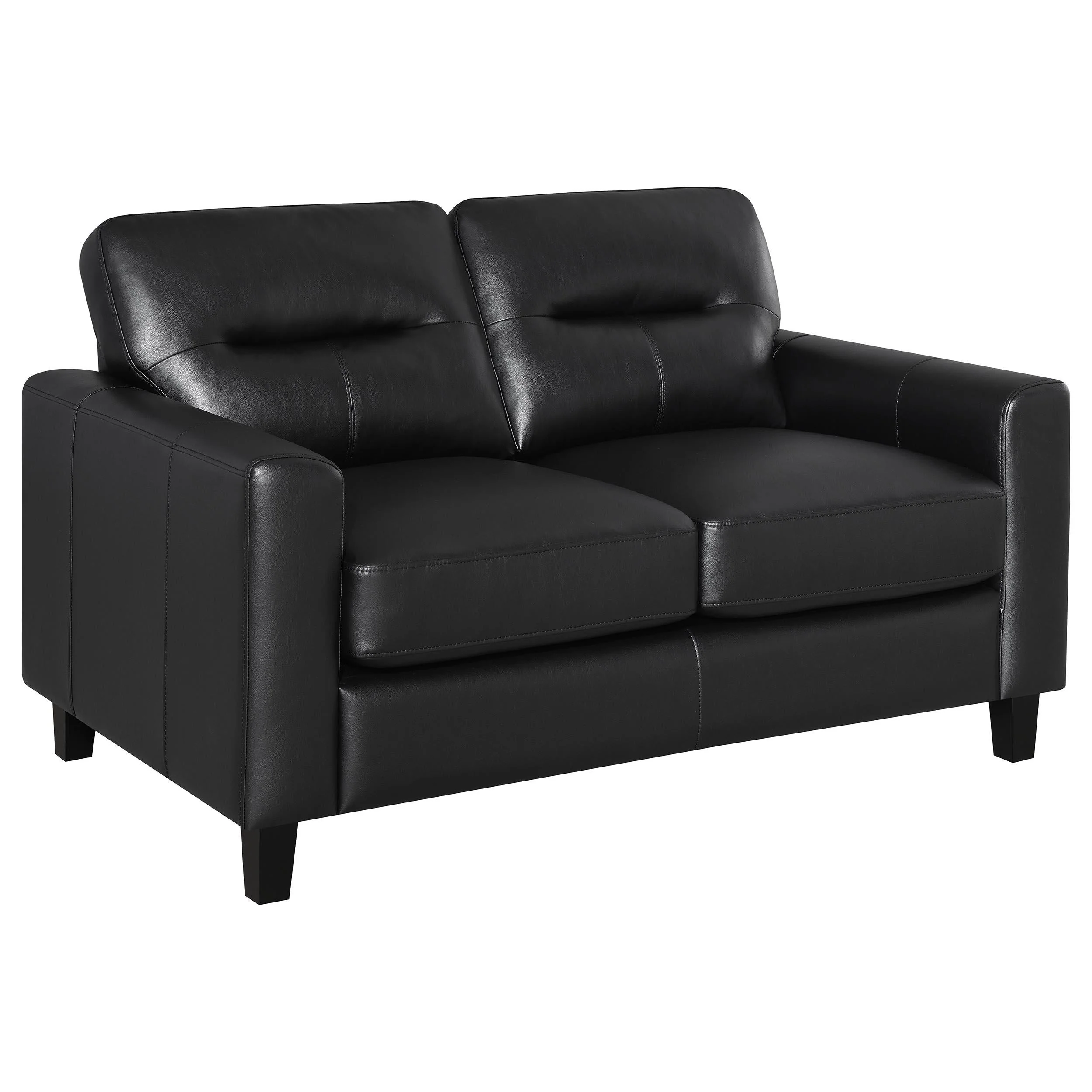 Scotland 2-piece Faux Leather Upholstered Sofa Set Black - Image 7