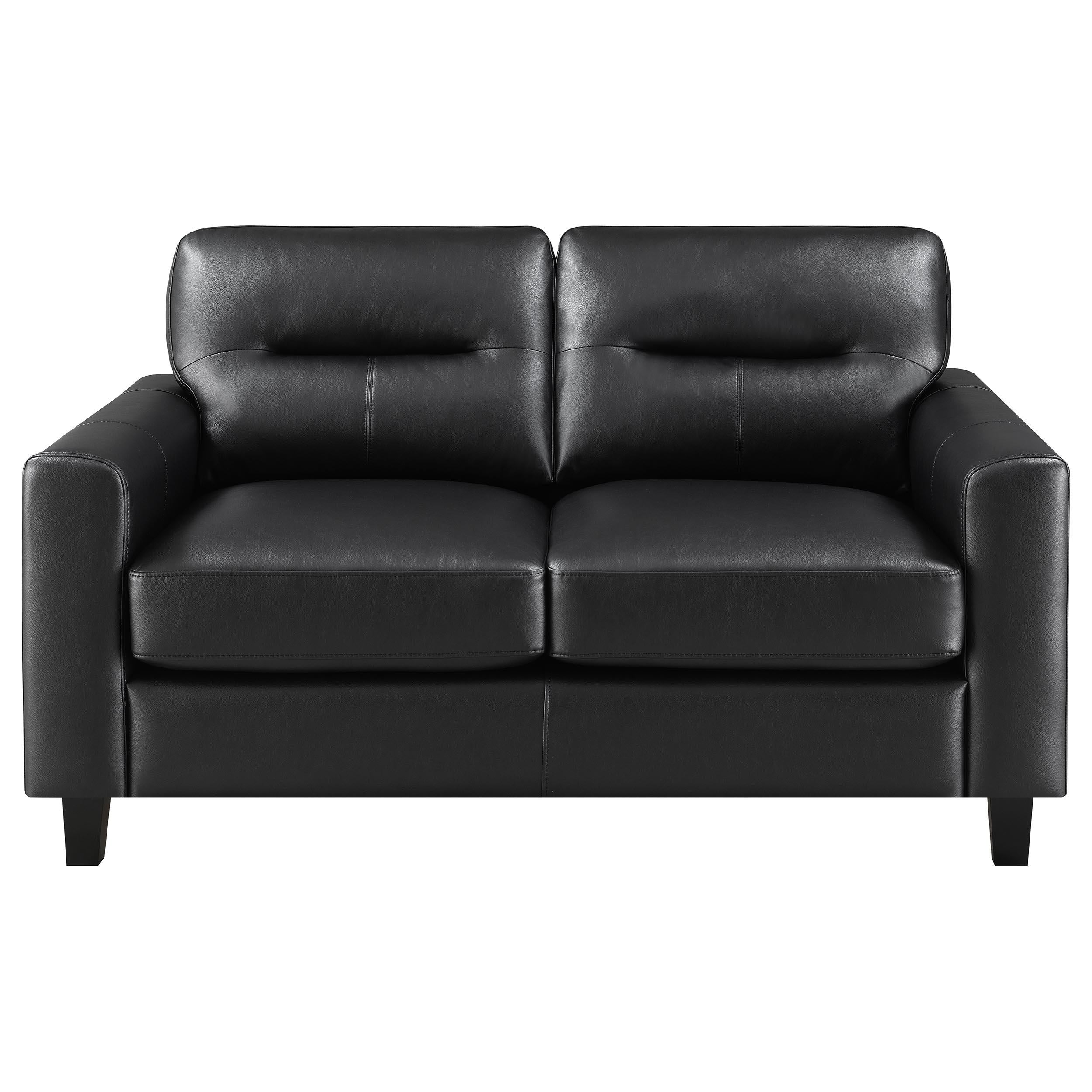 Scotland 2-piece Faux Leather Upholstered Sofa Set Black - Image 8