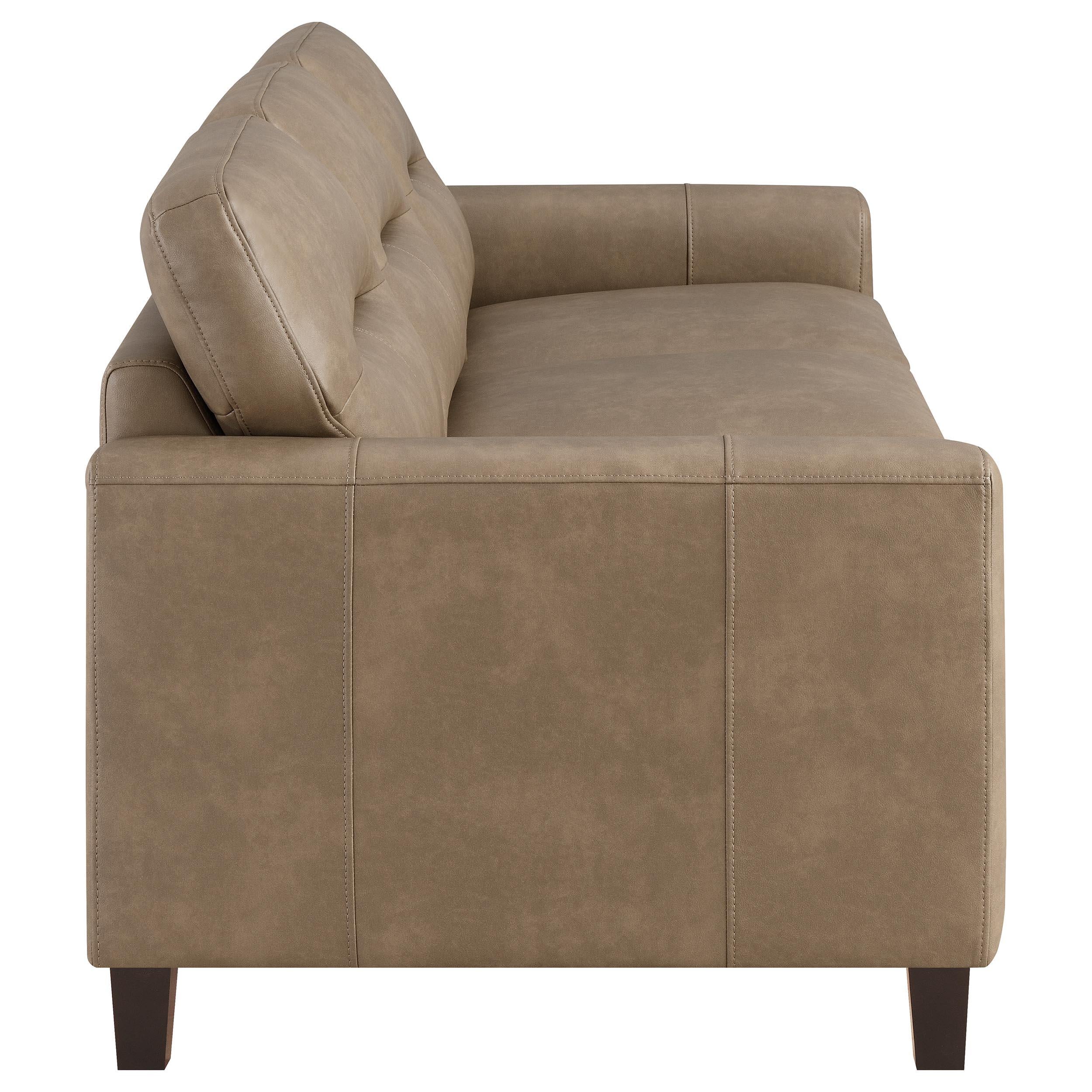 Scotland Brown Faux Leather Upholstered Track Arm Sofa - Image 8