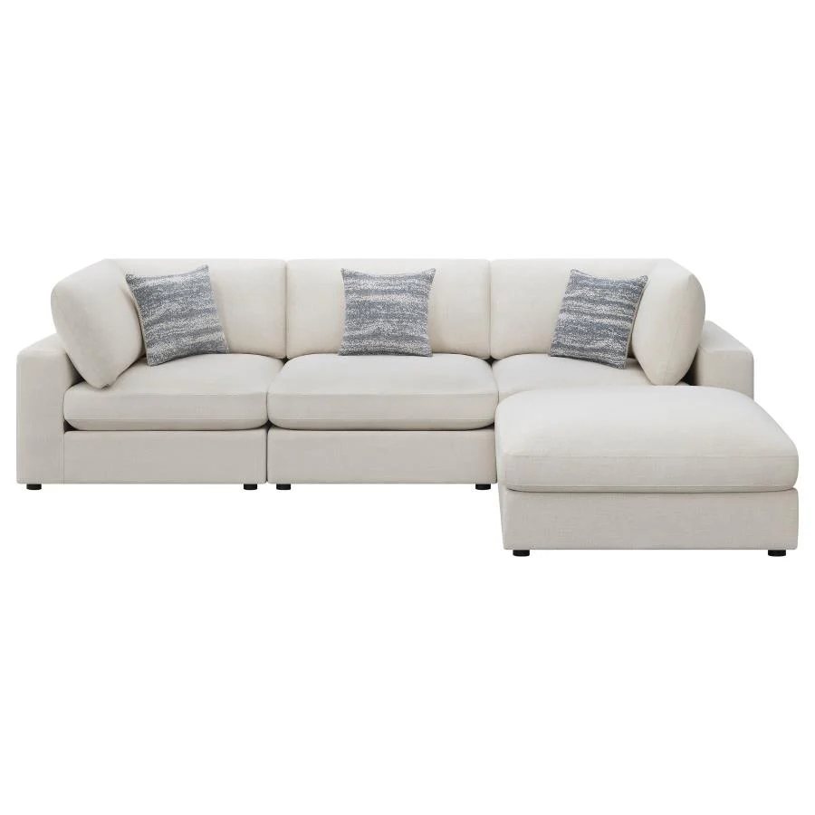 Serene Beige 4-Piece Upholstered Modular Sectional with Ottoman - Image 3