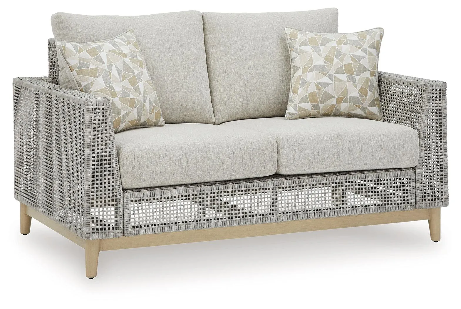 Seton Creek Gray Outdoor Loveseat with Cushion - Image 2
