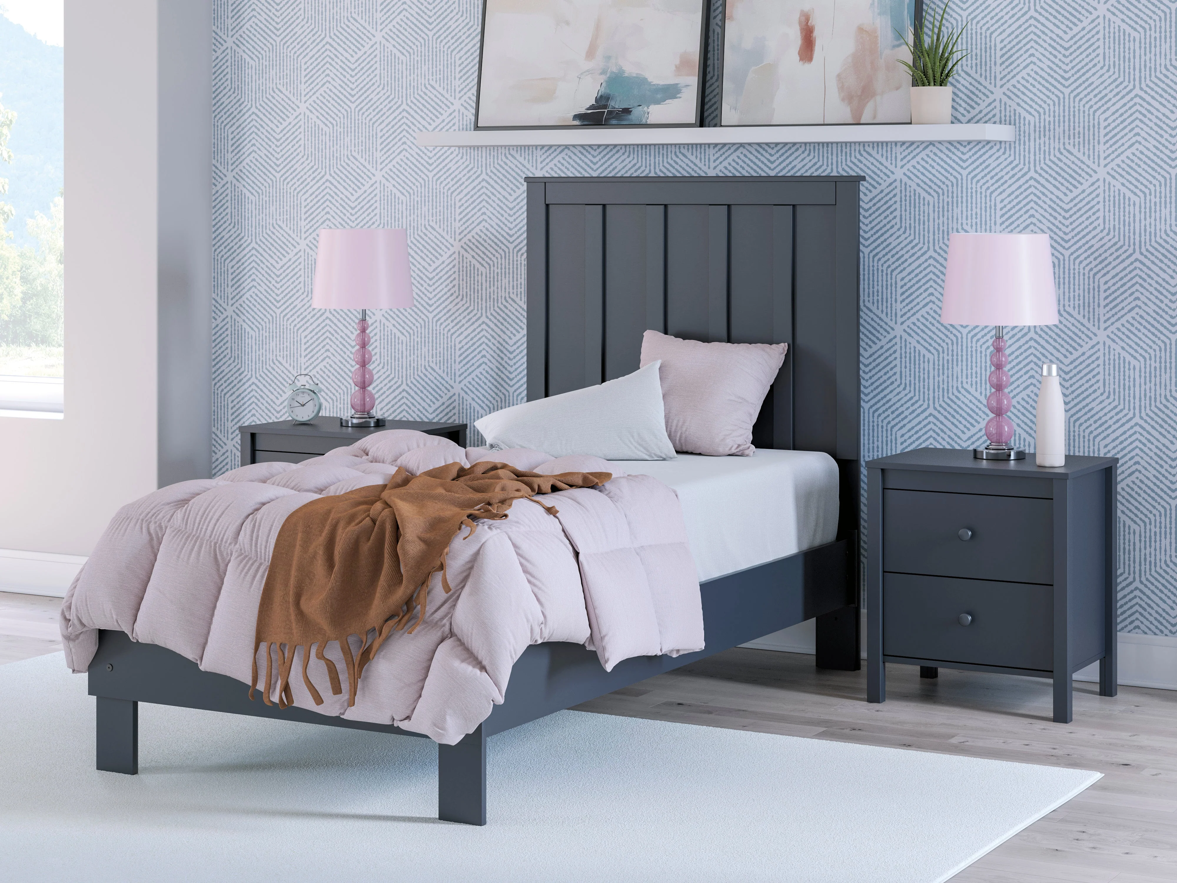 Simmenfort Navy Blue Twin Platform Bed - Image 13