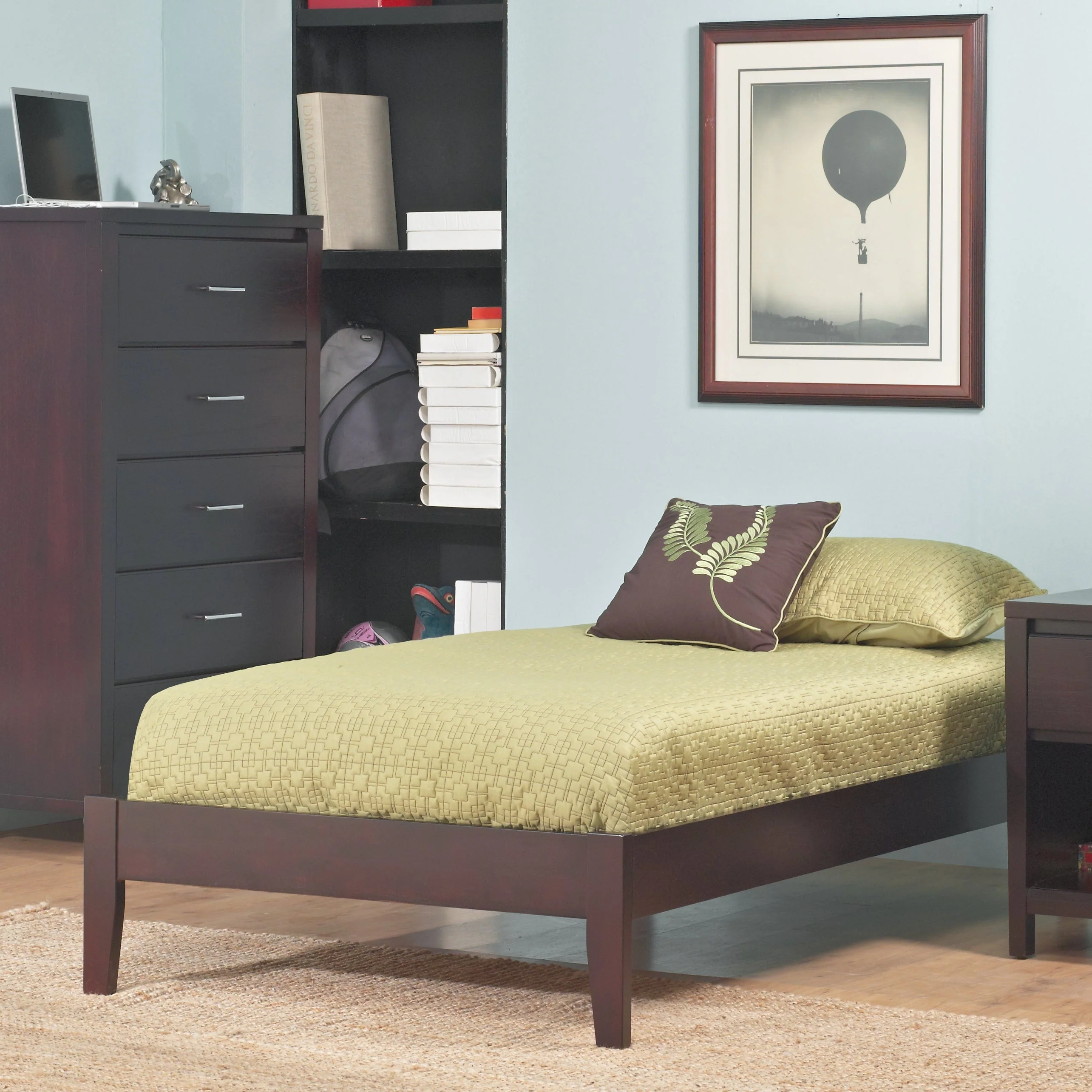 Simple Wood California King  Platform Bed in Espresso - Image 2