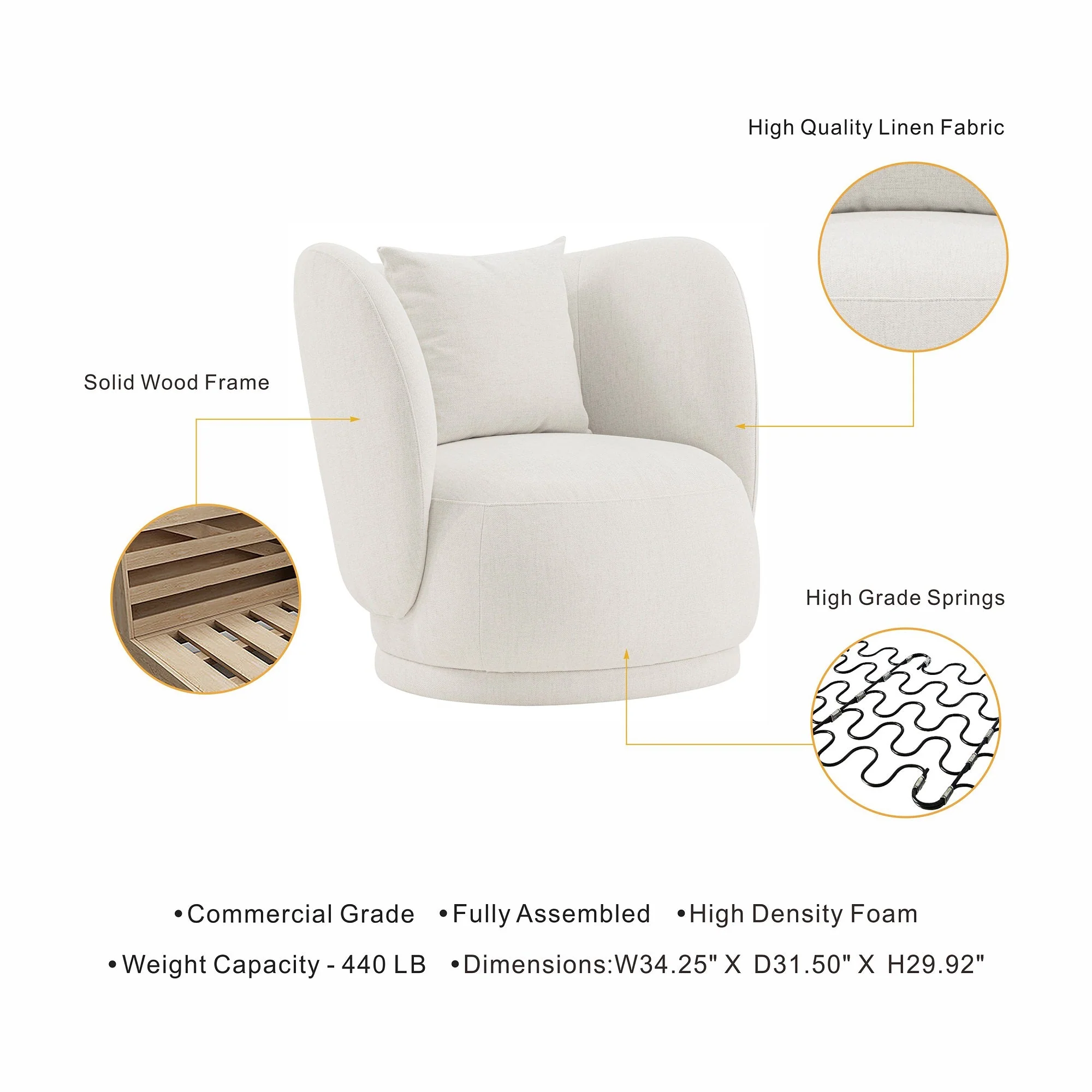 Siri Accent Chair in Cream - Image 4