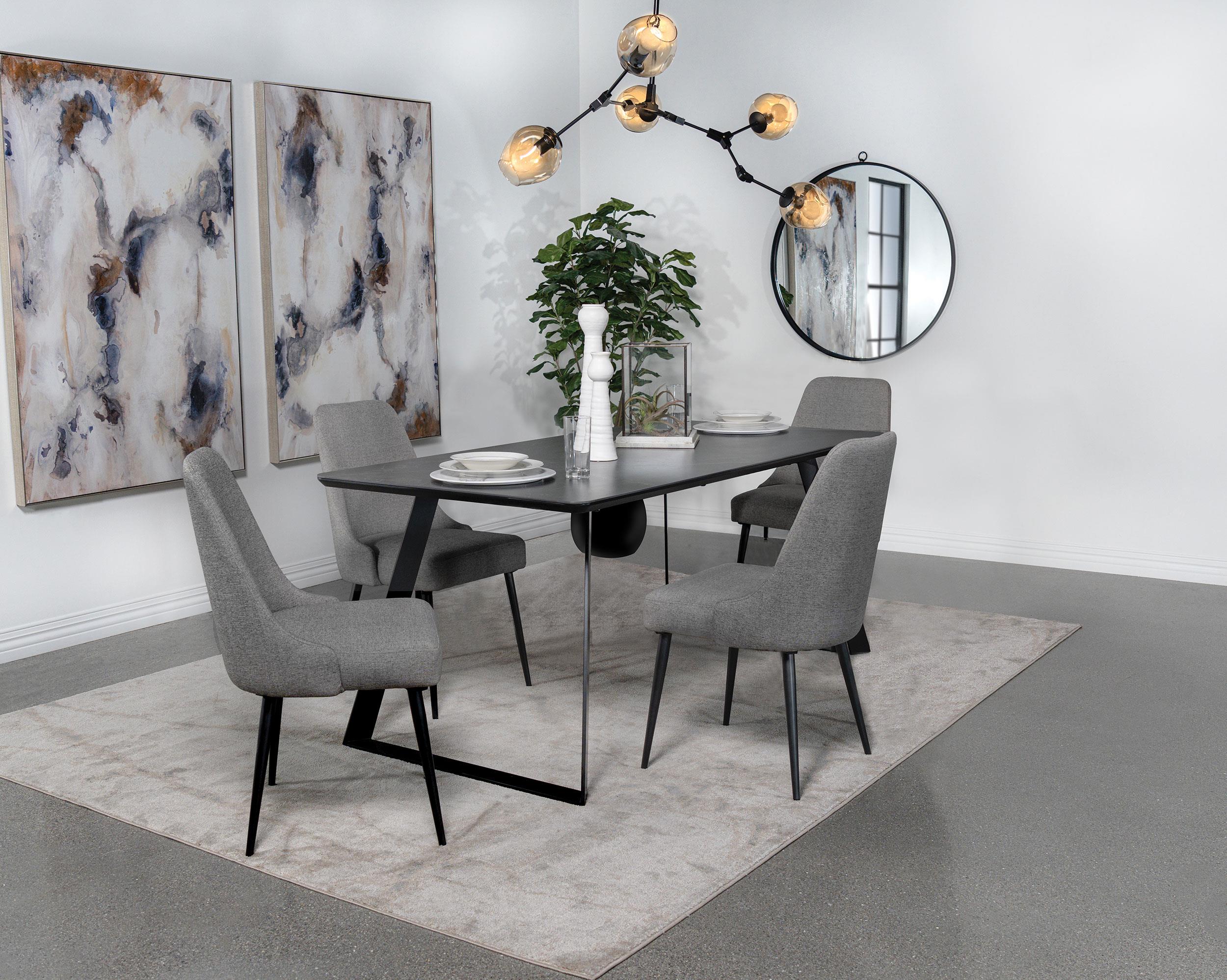Smith Black 5-Piece Rectangular Ceramic Top Dining Set