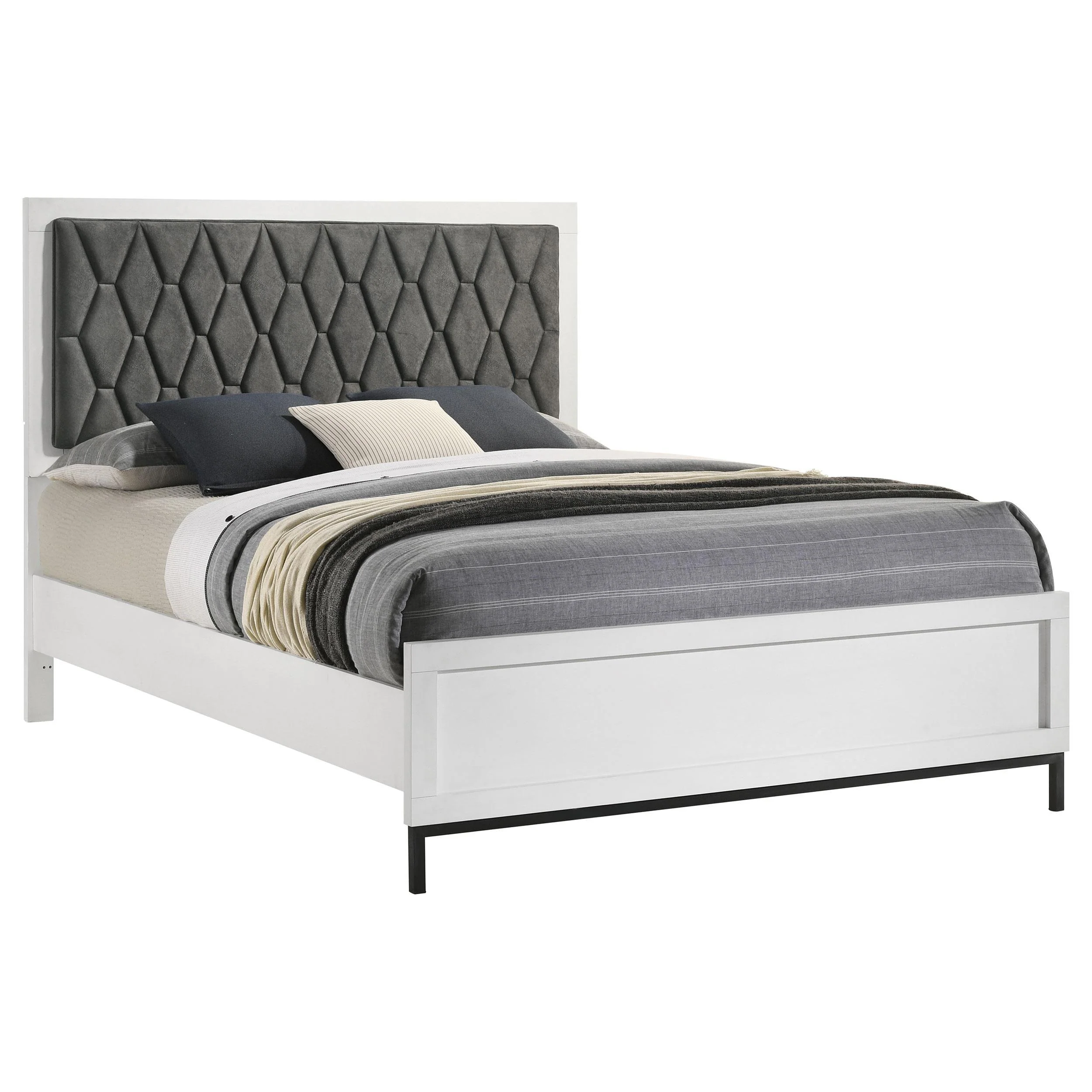 Sonora White Queen Upholstered Panel Bed - Image 8