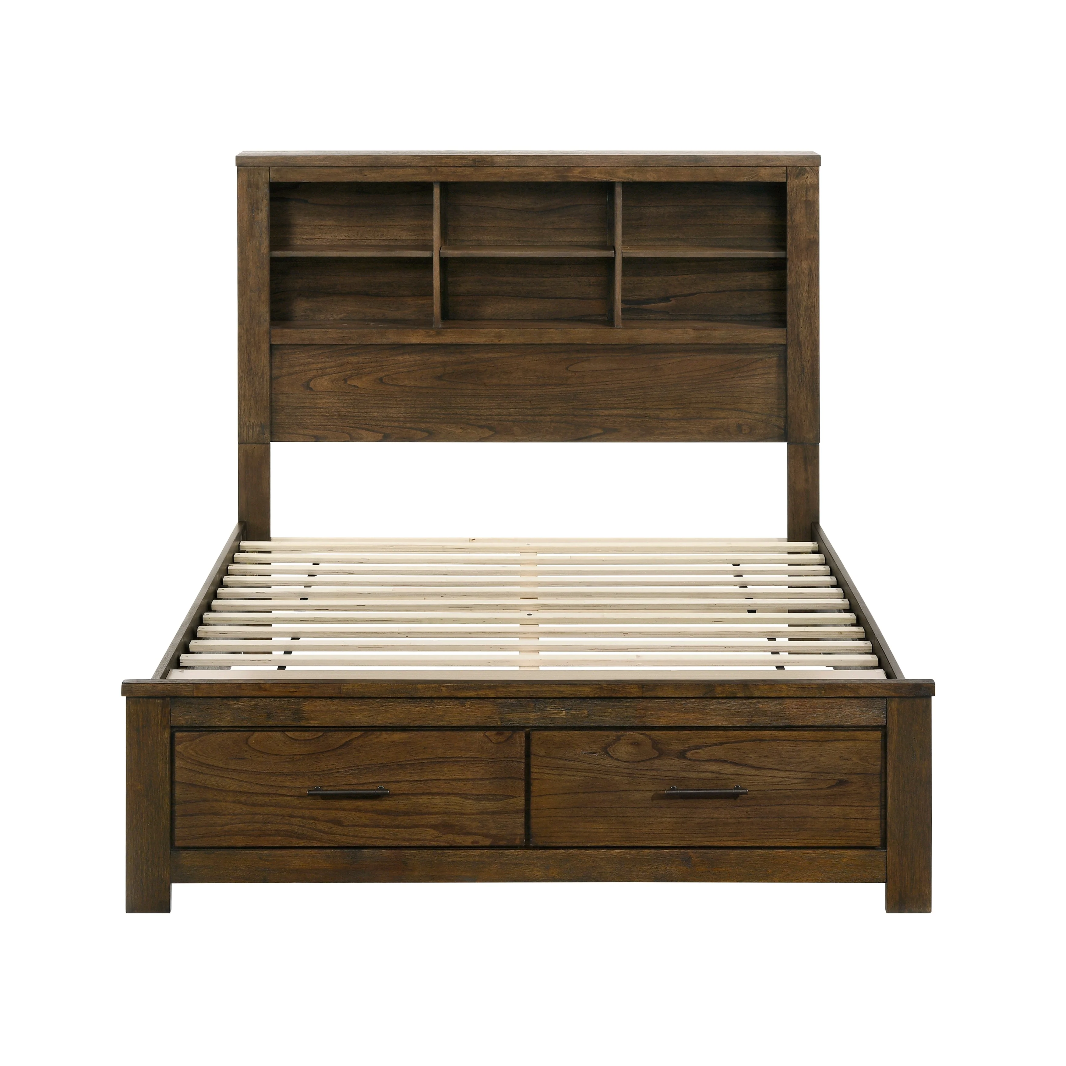 Sullivan Brown Queen Bookcase Storage Platform Bed - Image 3