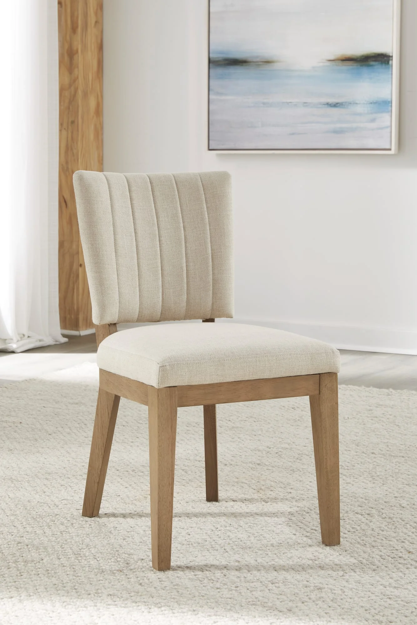 Sumner Natural Channel Back Upholstered Dining Chair (Set of 2) - Image 2
