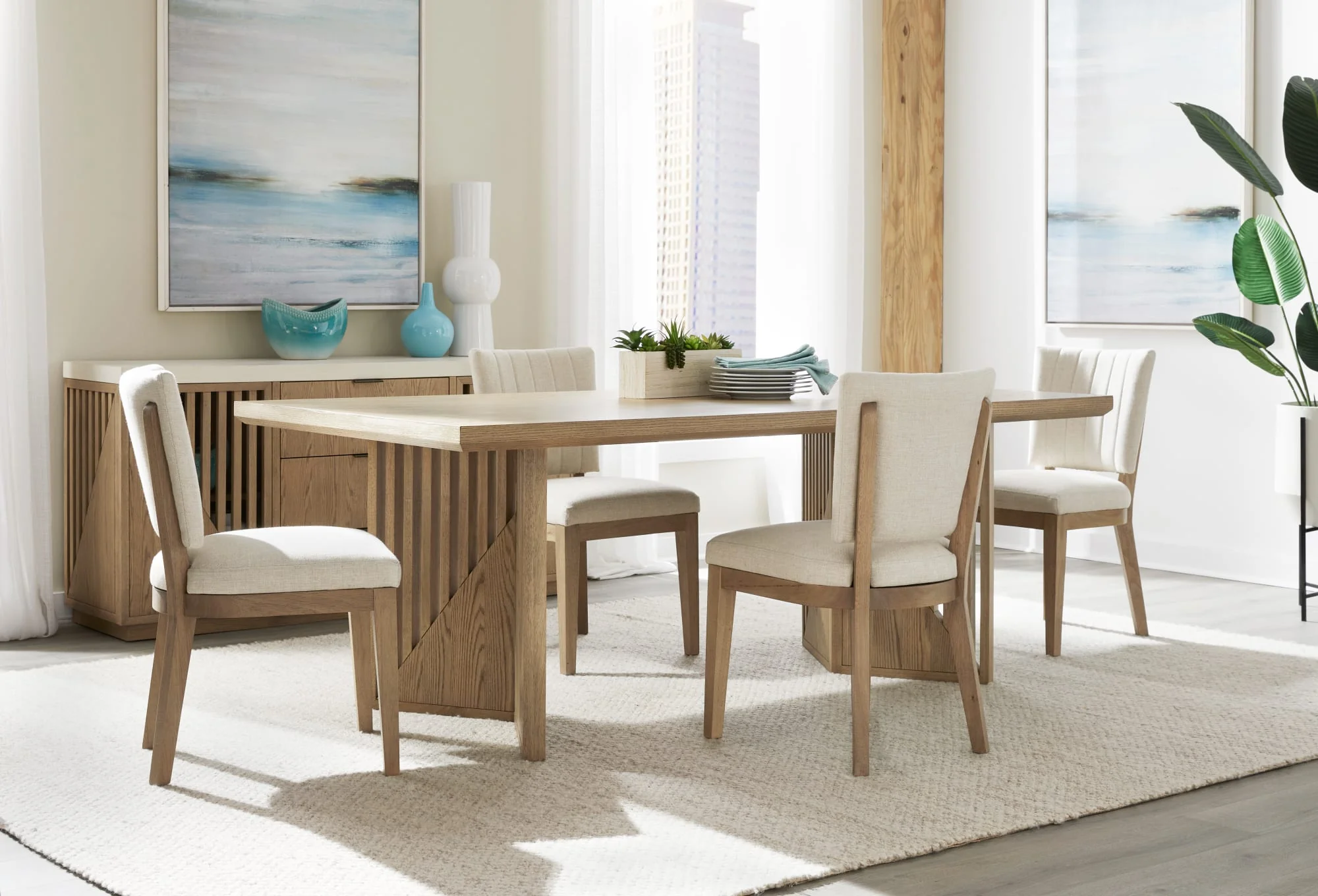 Sumner Natural Channel Back Upholstered Dining Chair (Set of 2) - Image 8
