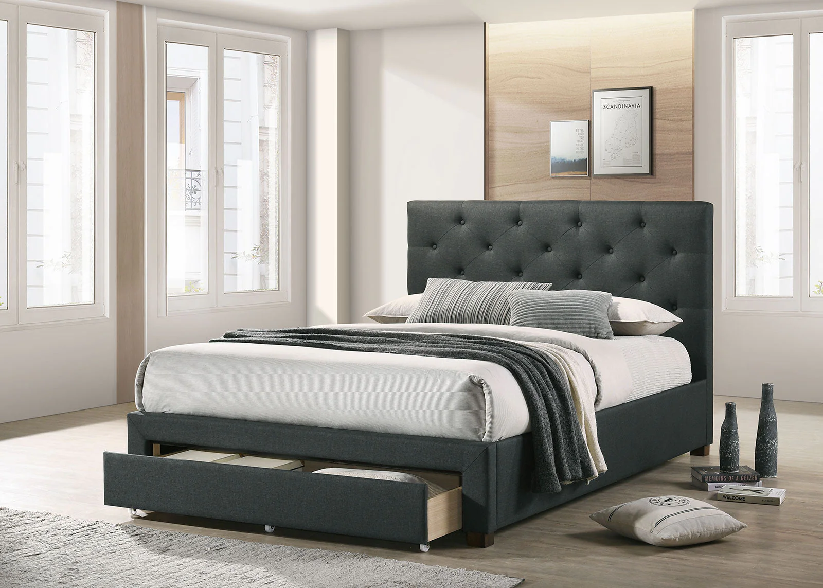 Sybella Dark Gray Twin Bed