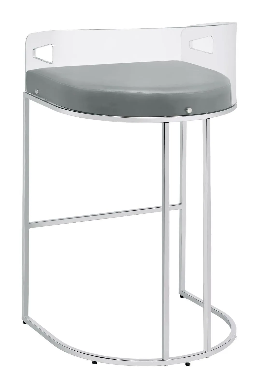 Thermosolis Gray and Chrome Acrylic Back Bar Stools, Set of 2 - Image 7