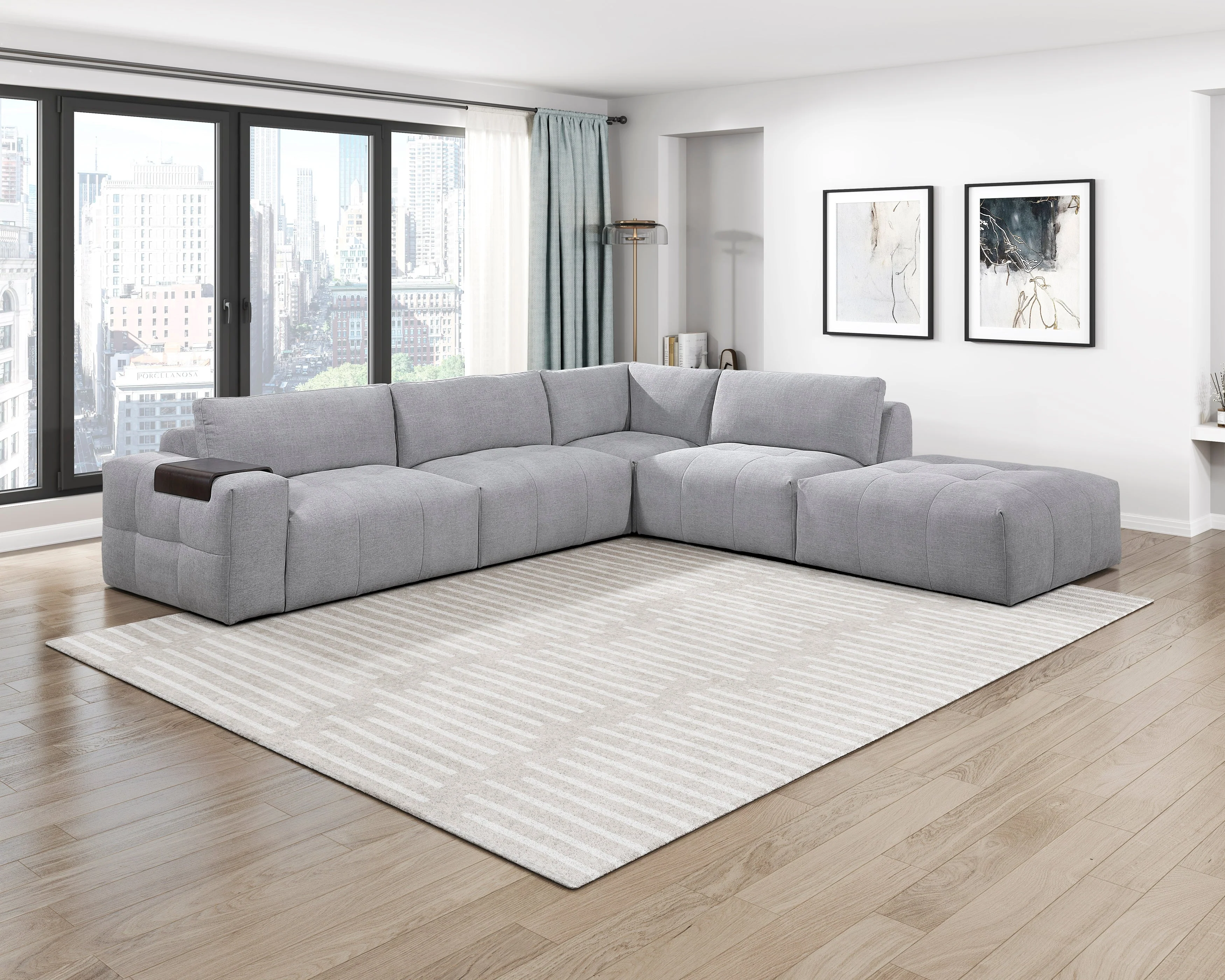 Tidal Gray 5-Piece Modular Sectional with Ottoman - Image 15