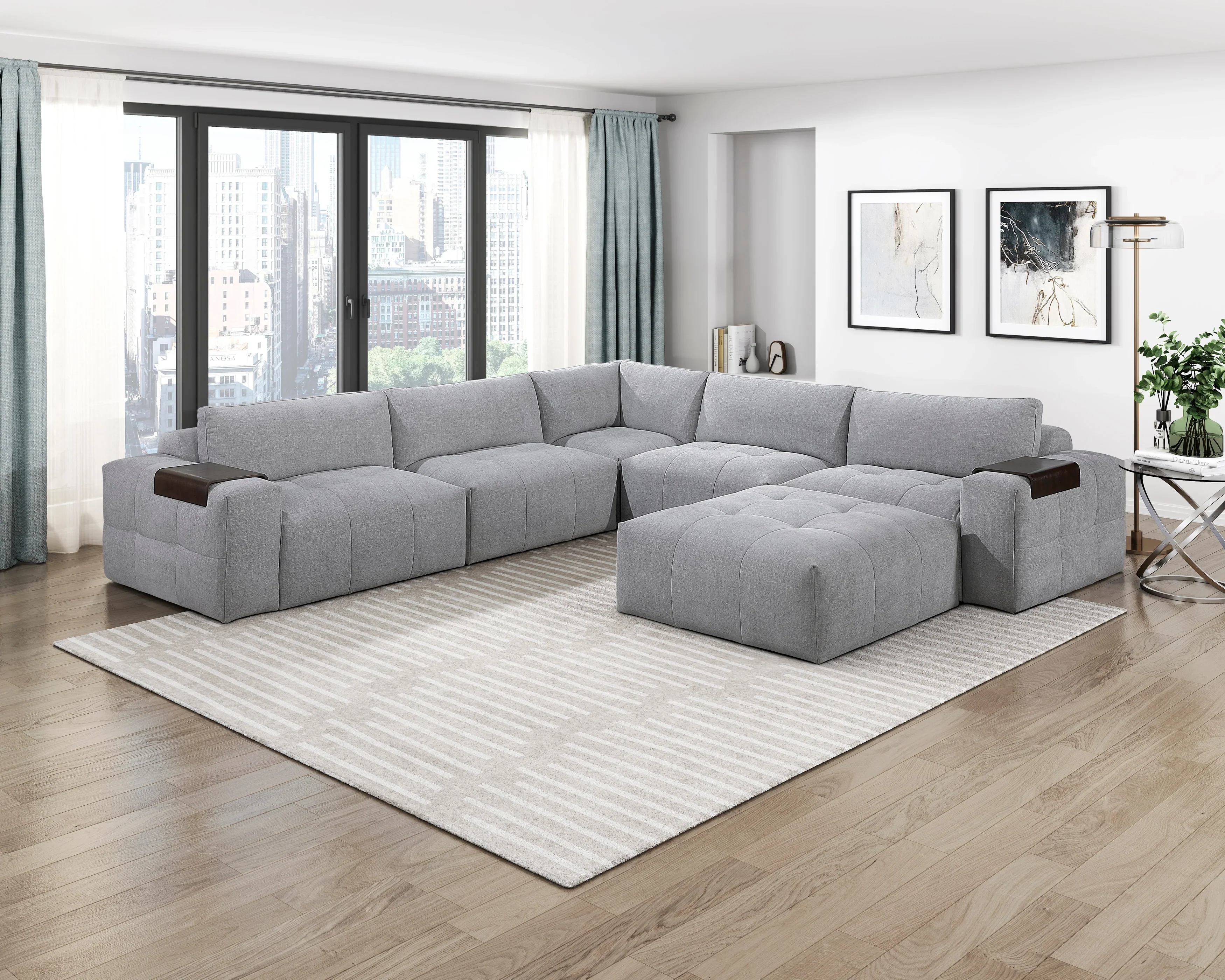 Tidal Gray Ottoman with Caster - Image 3