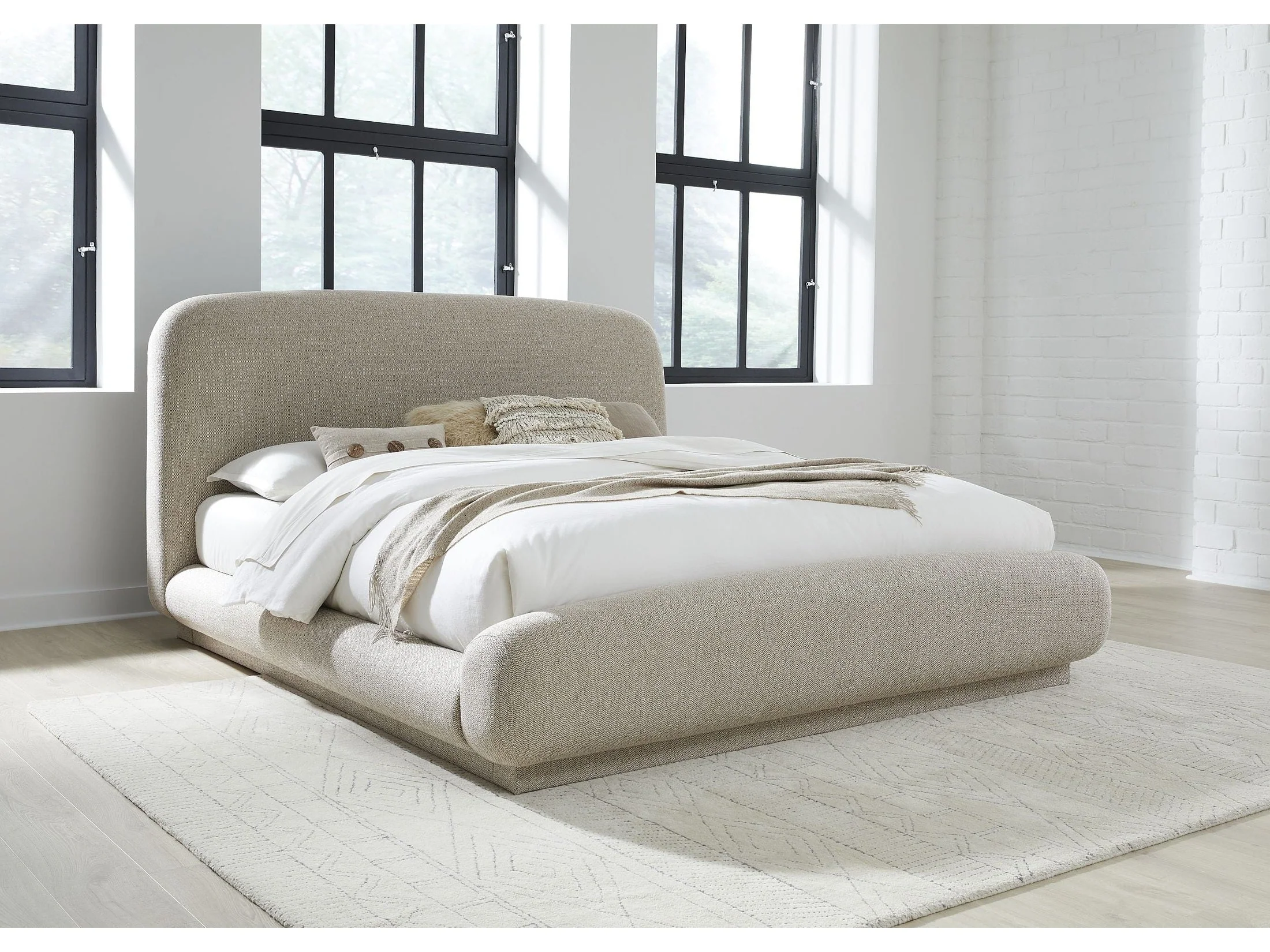 Tirimbina Hyena California King Chenille Upholstered Platform Bed
