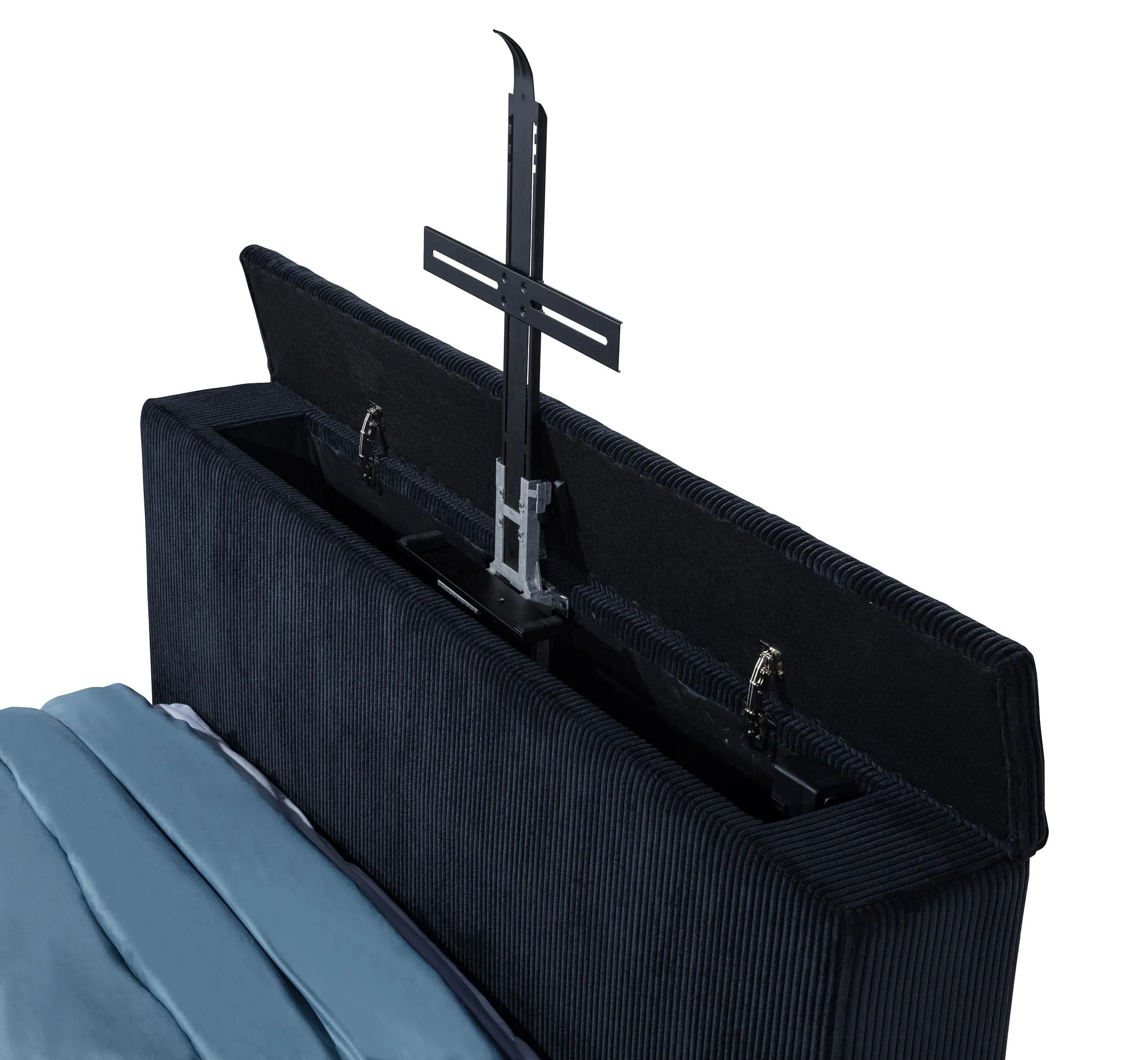 Tisdall Black Eastern King Flame Visualizer Wingback TV Bed - Image 11