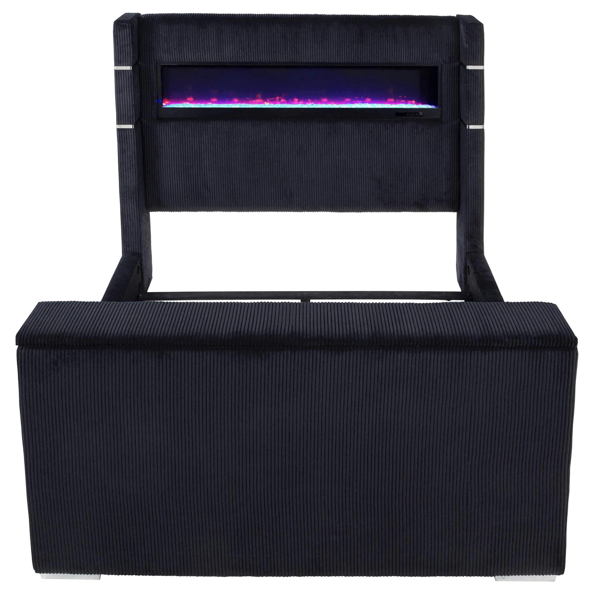 Tisdall Black Eastern King Flame Visualizer Wingback TV Bed - Image 5