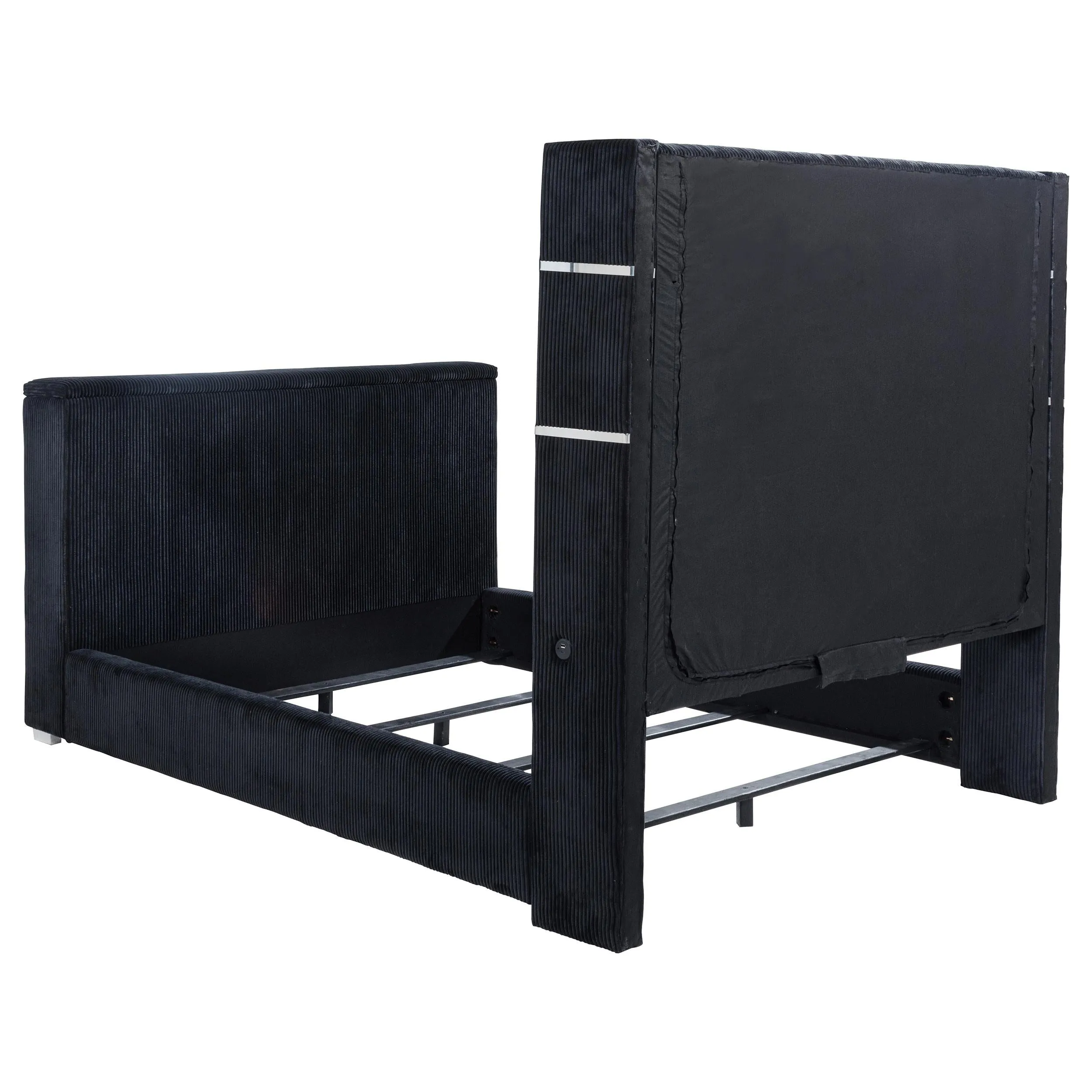 Tisdall Black Eastern King Flame Visualizer Wingback TV Bed - Image 6