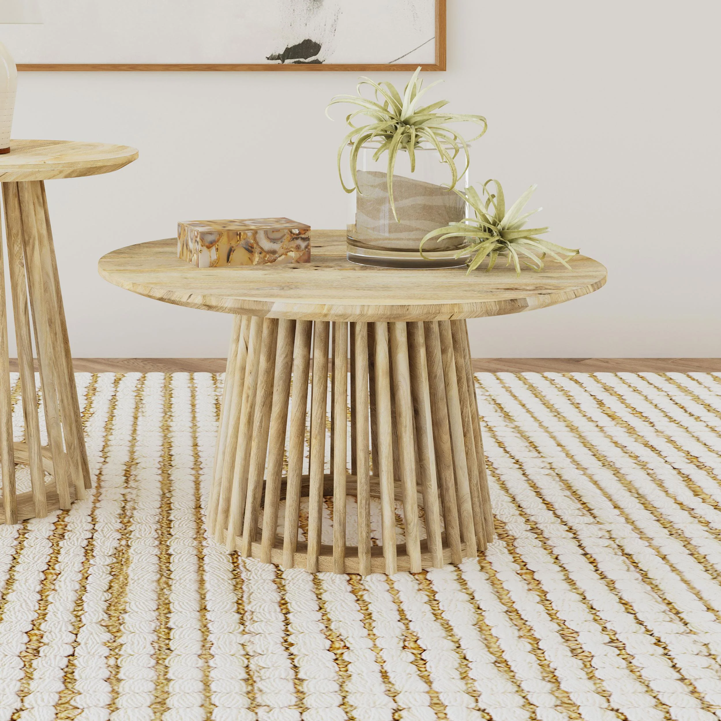 Touhy Natural Mango Round Solid Wood Cocktail Coffee Table