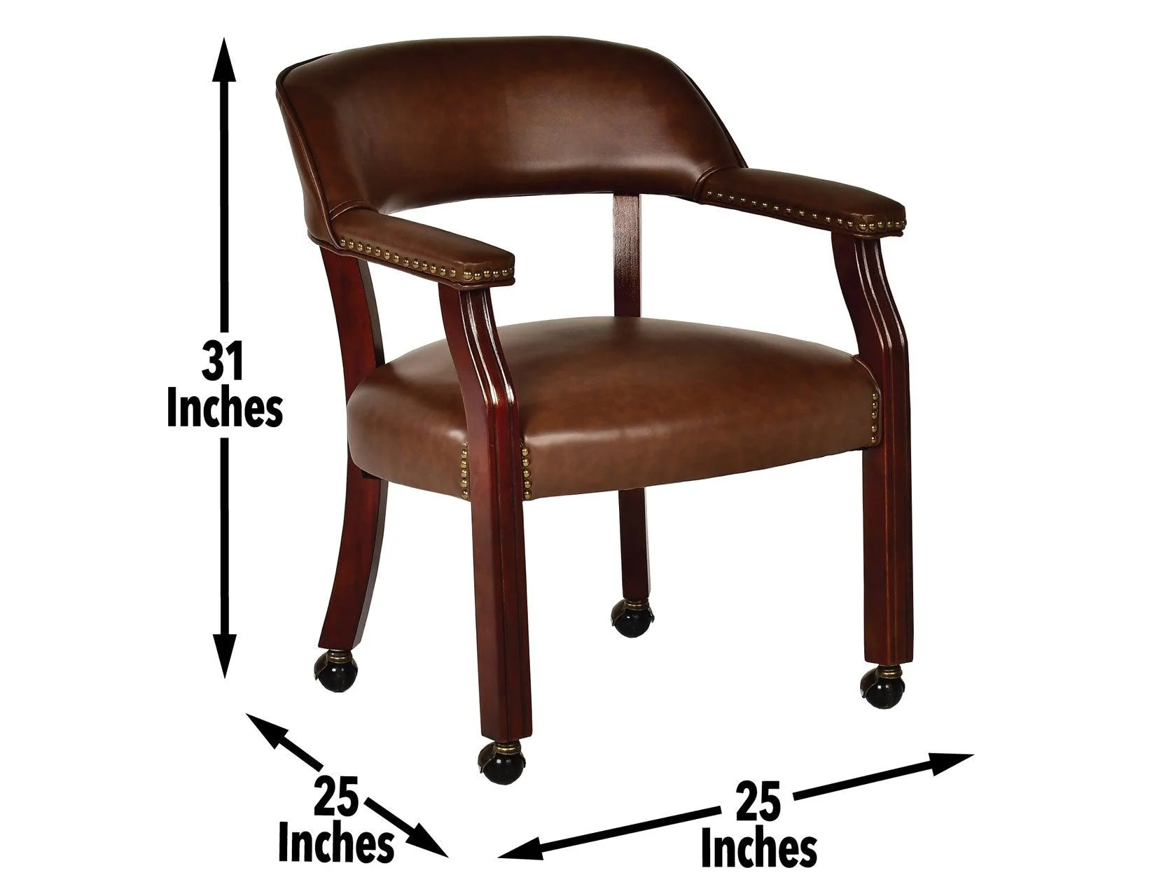 Tournament Arm Chair w/Casters – Brown - Image 10