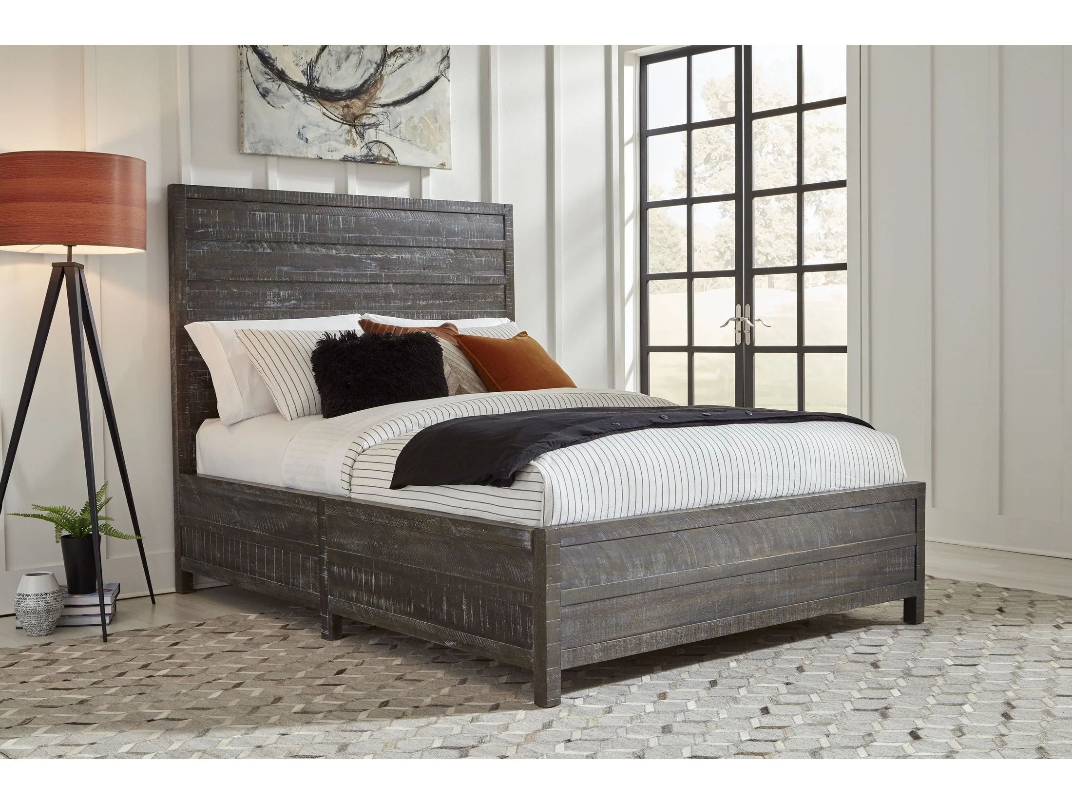 Townsend Solid Wood California King Low-Profile Bed in Gunmetal