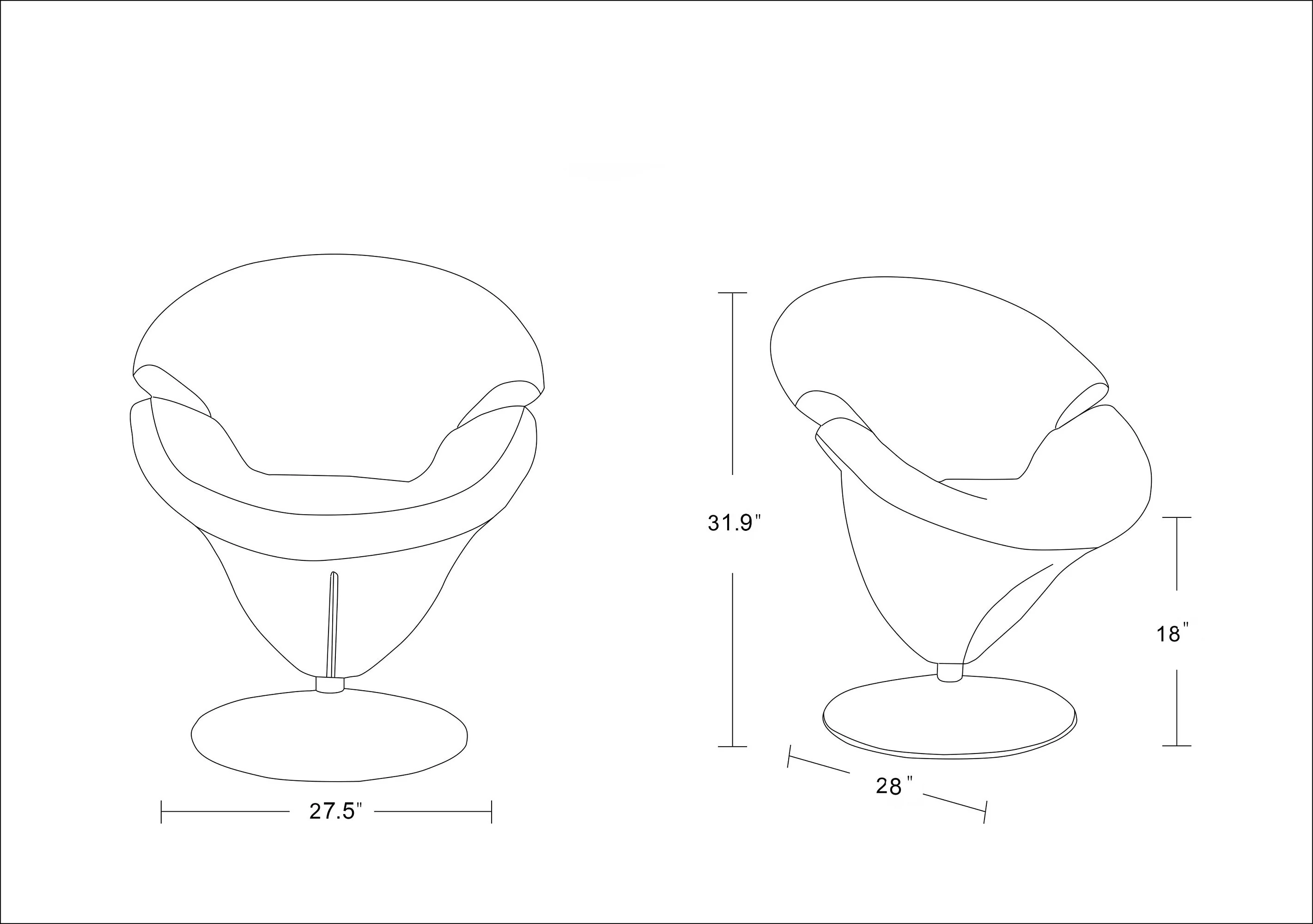 Tulip Swivel Accent Chair in Green and Polished Chrome - Image 3