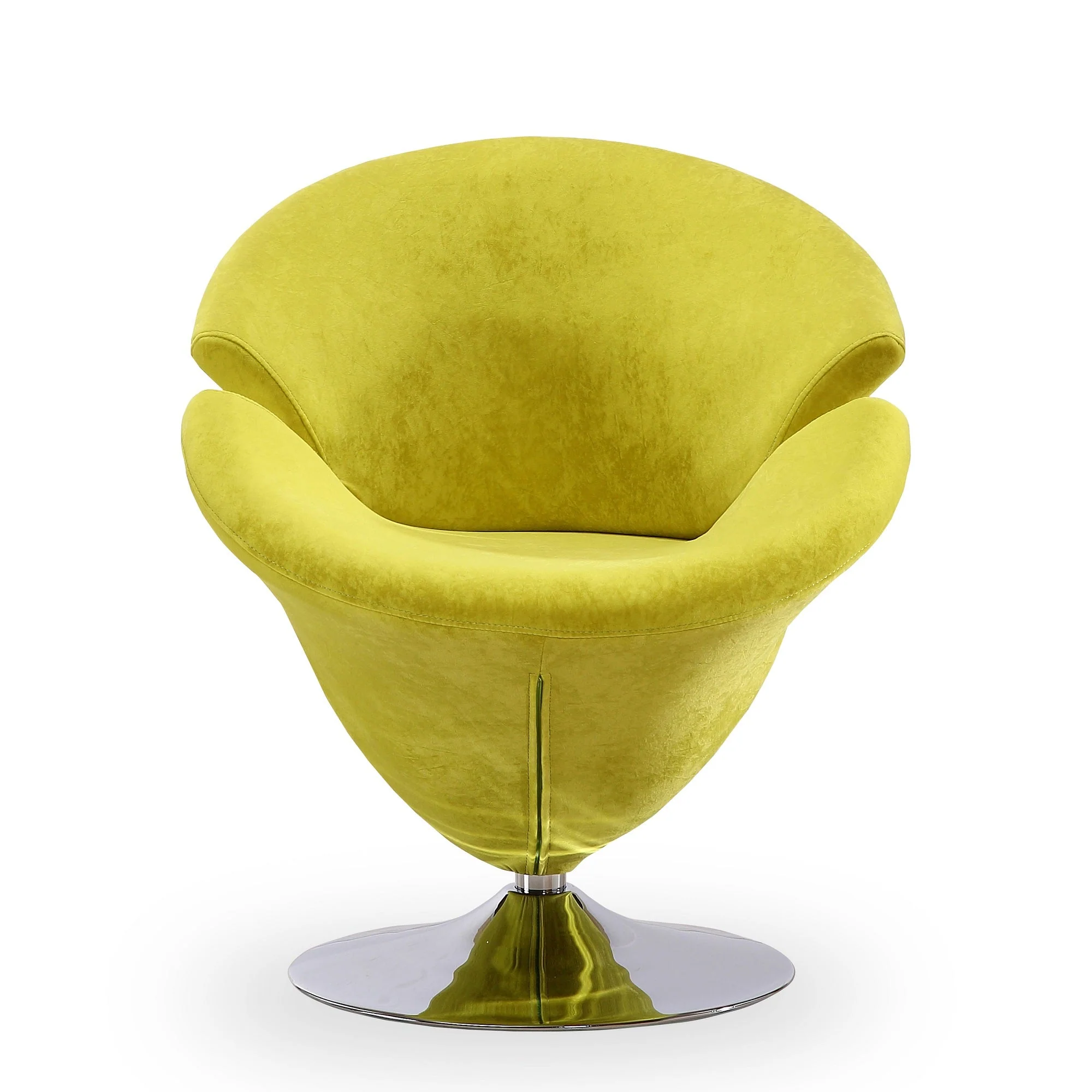 Tulip Swivel Accent Chair in Green and Polished Chrome - Image 4