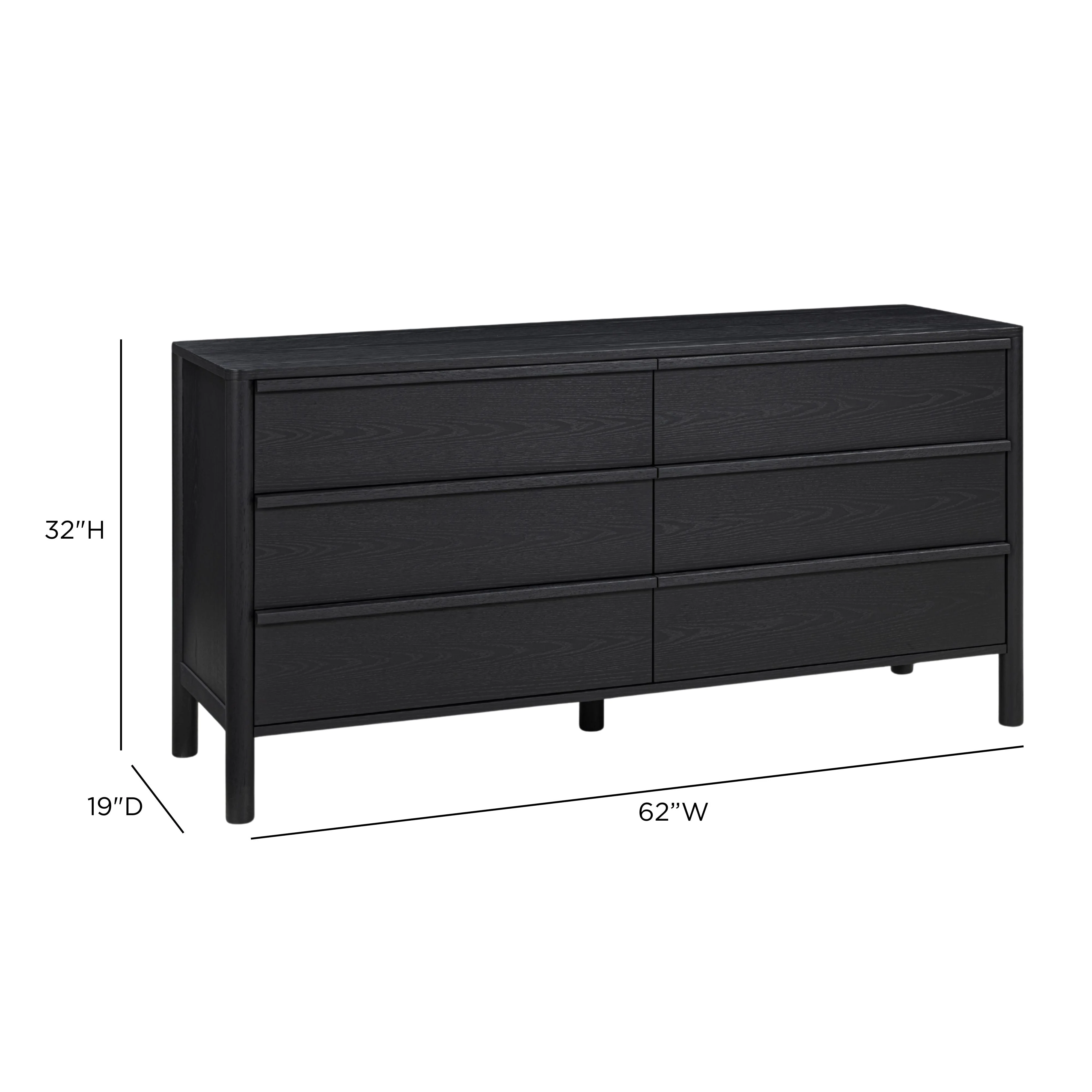 Tyra 62" Black Ash 6-Drawer Dresser - Image 8