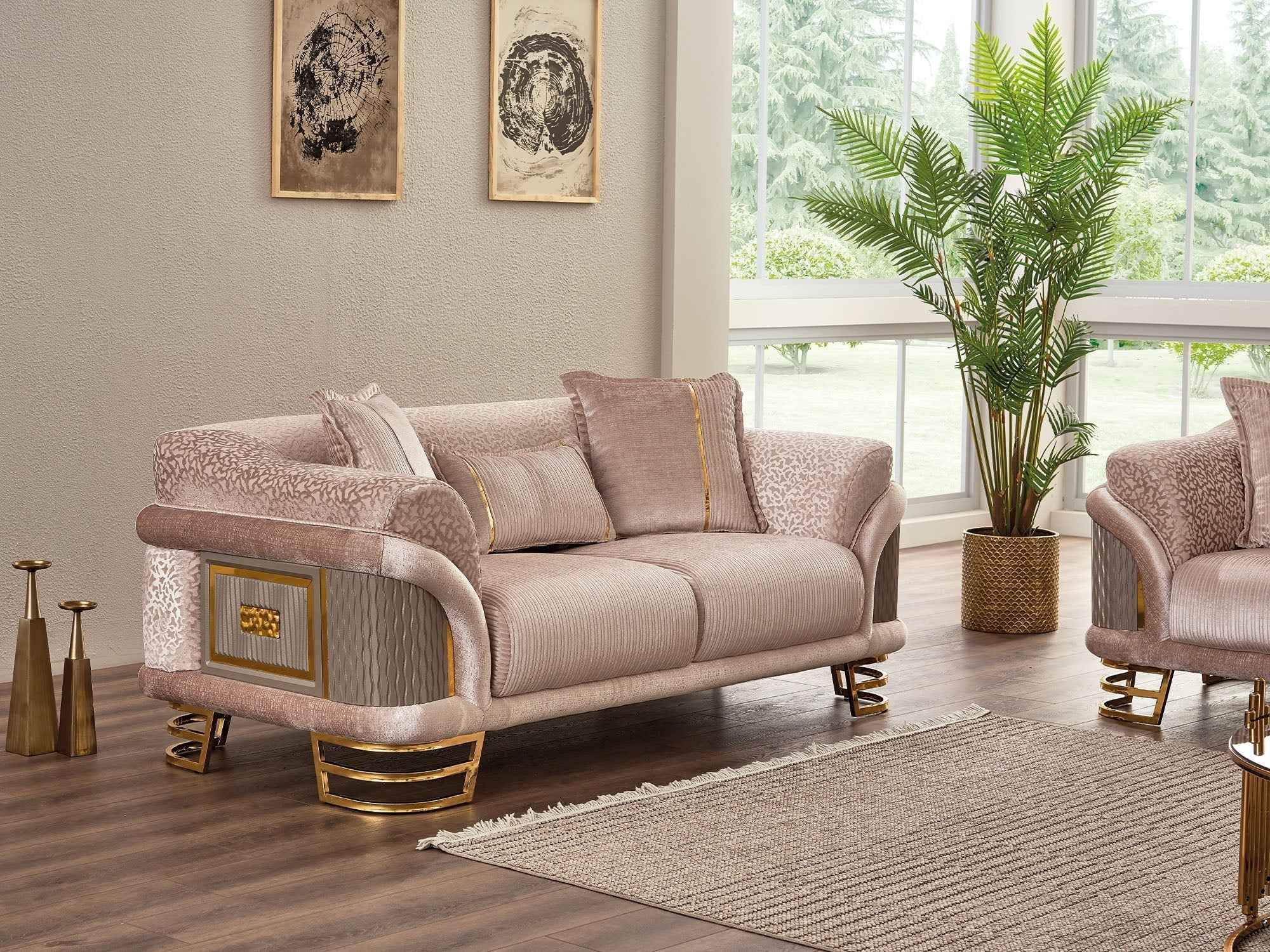 Versace Cream Stationary Loveseat - Image 2