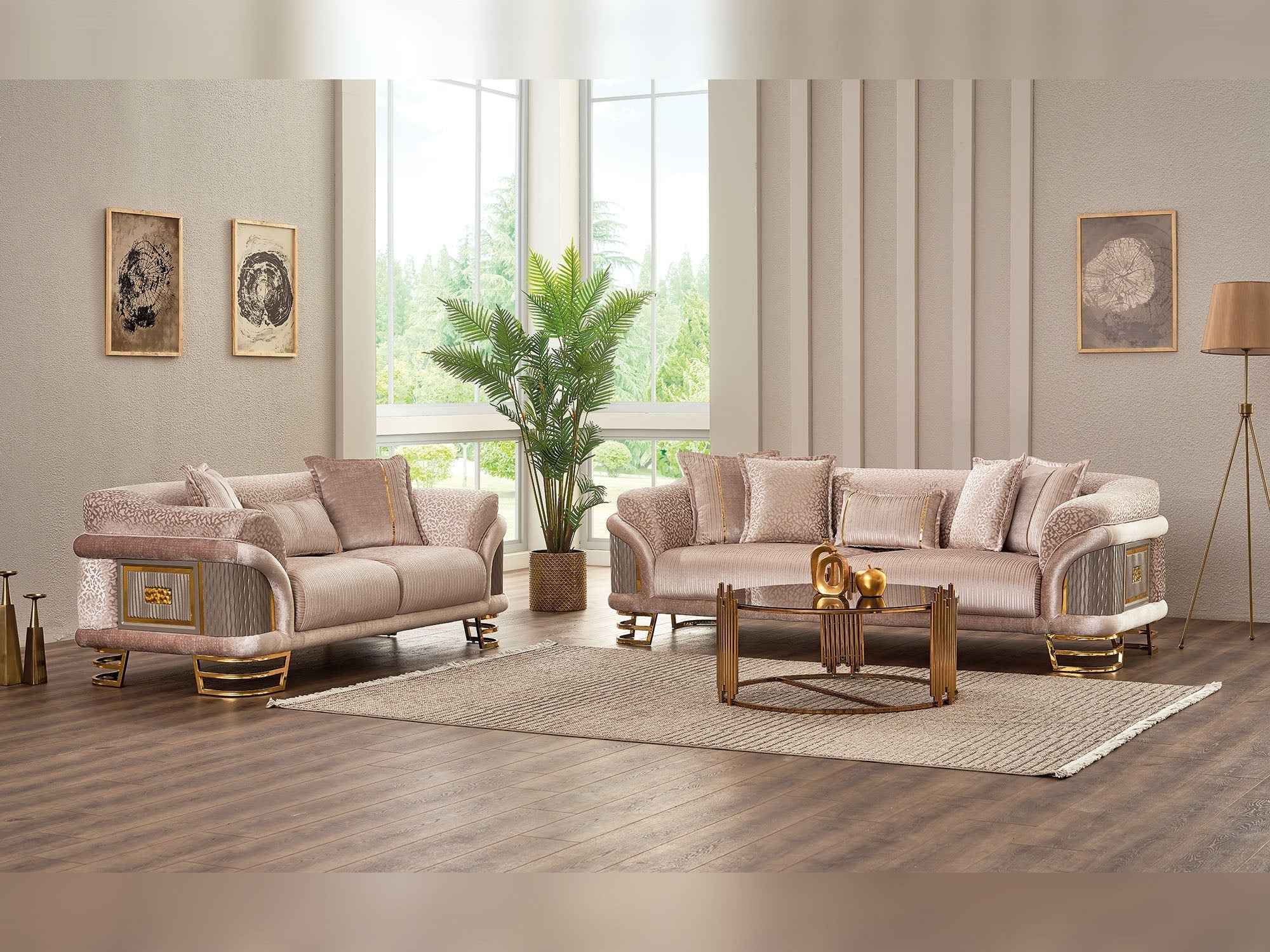 Versace Cream Stationary Loveseat - Image 3