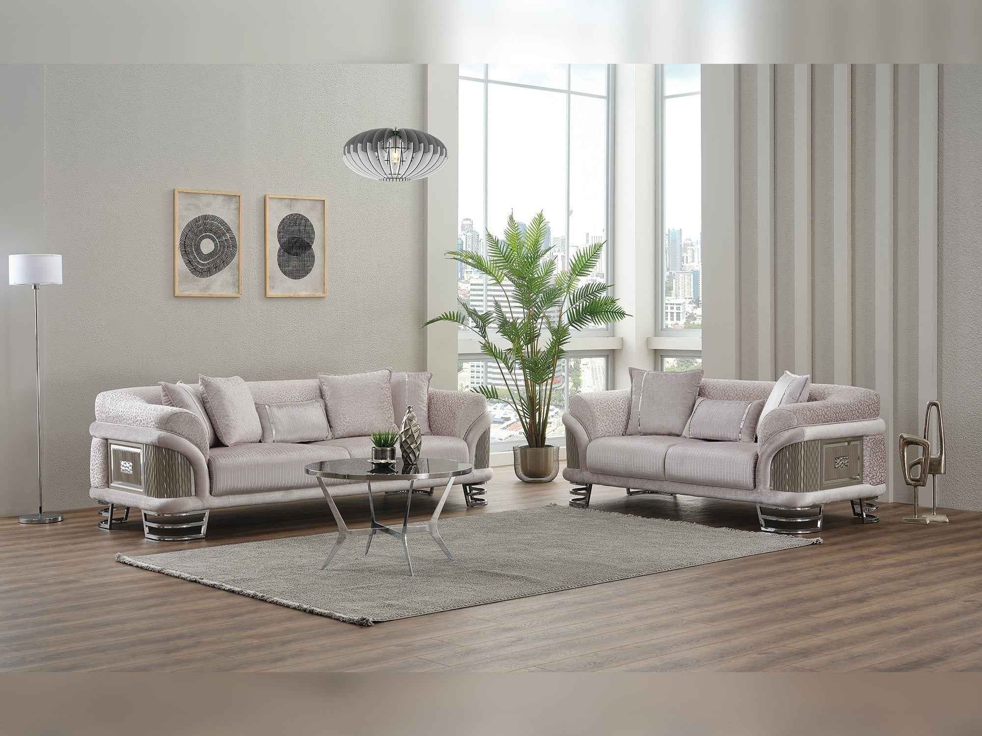 Versace Light Grey Stationary Loveseat - Image 4