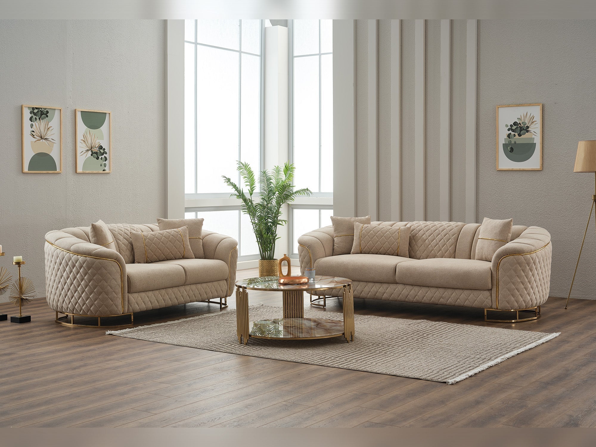 Victoria Cream 3-pieces Living Room Set - Image 2