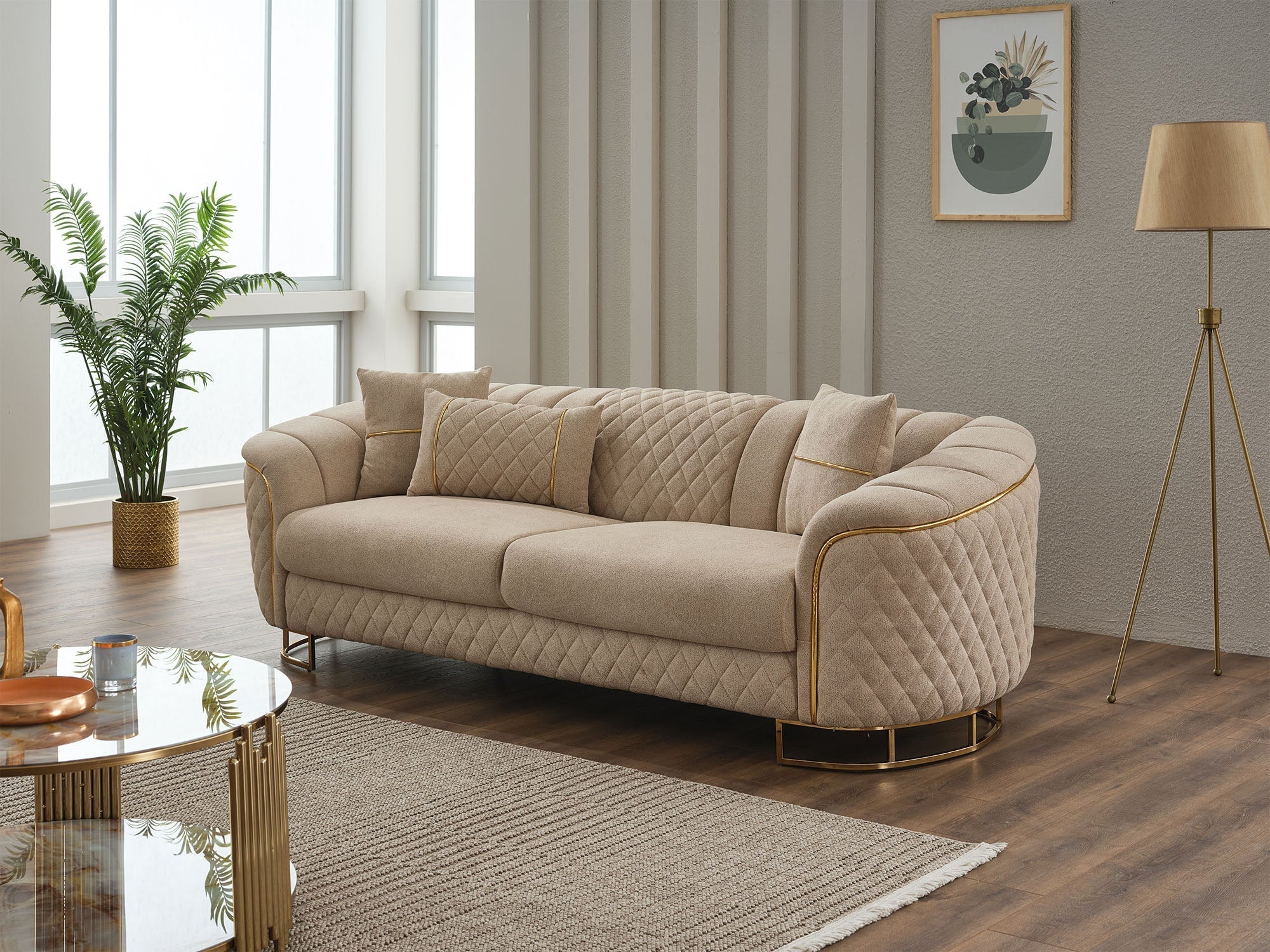 Victoria Cream 3-pieces Living Room Set - Image 4