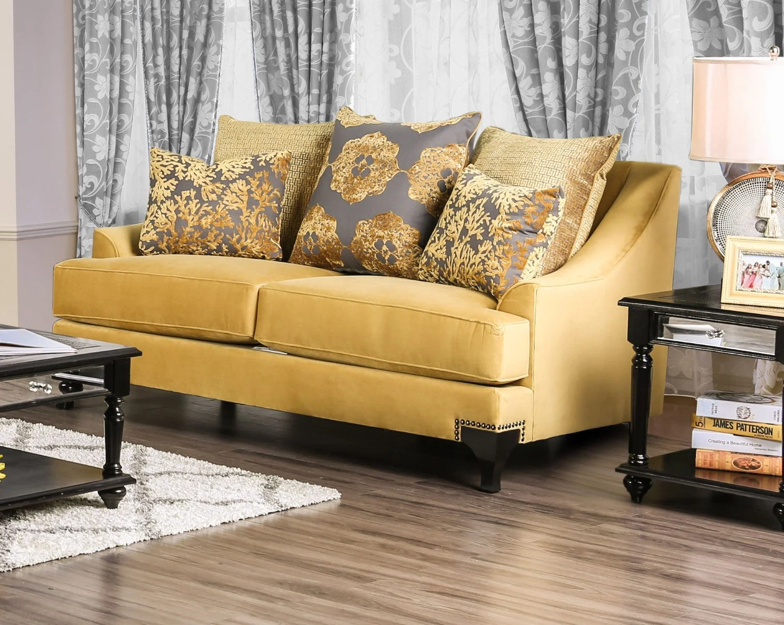 Viscontti Gold/Gray Sofa & Loveseat - Image 3