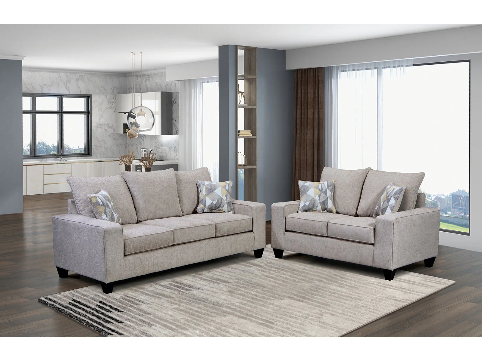 West action Beige Sofa & Loveseat