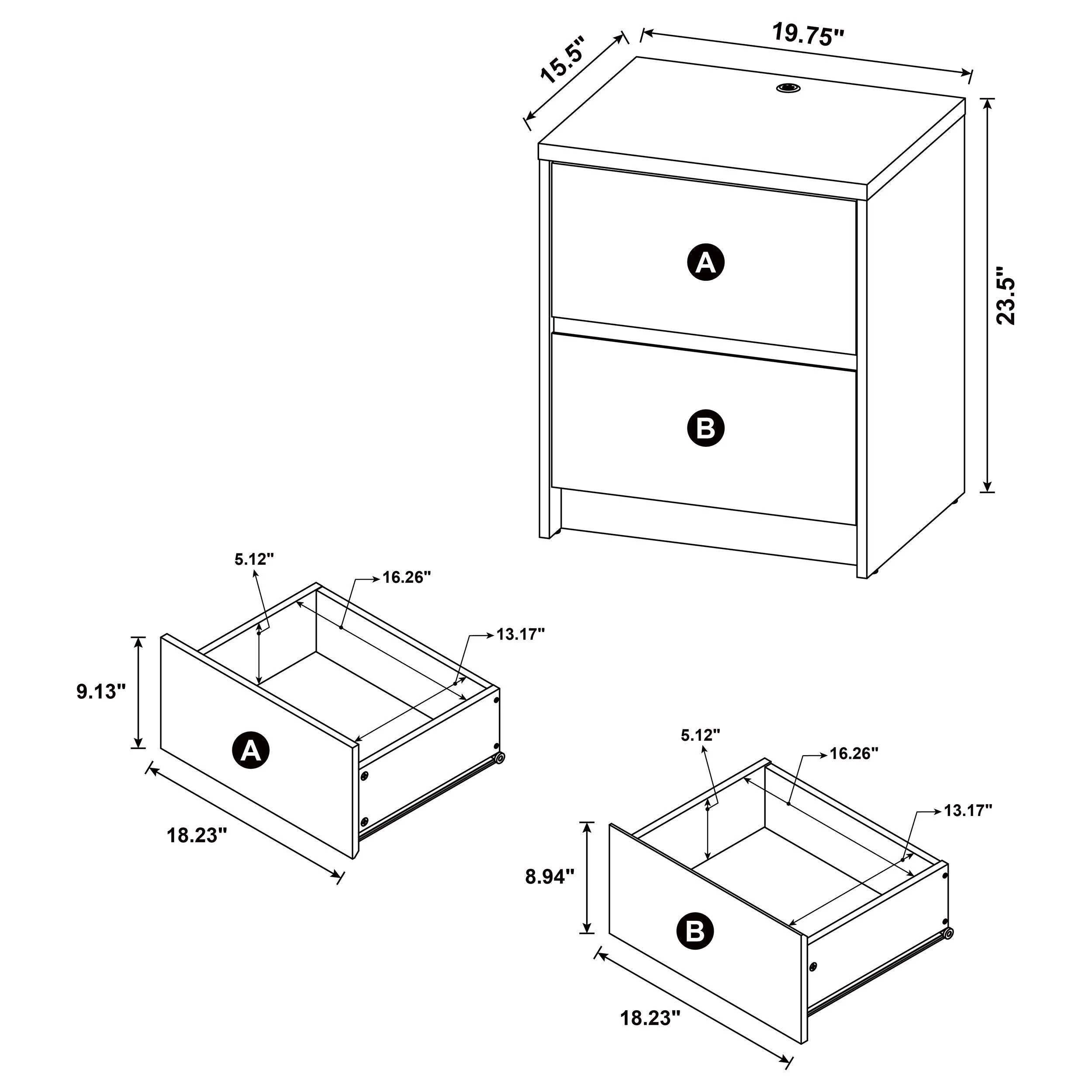 Westpark Dark Pine Nightstand with LED Lights and USB Ports - Image 14