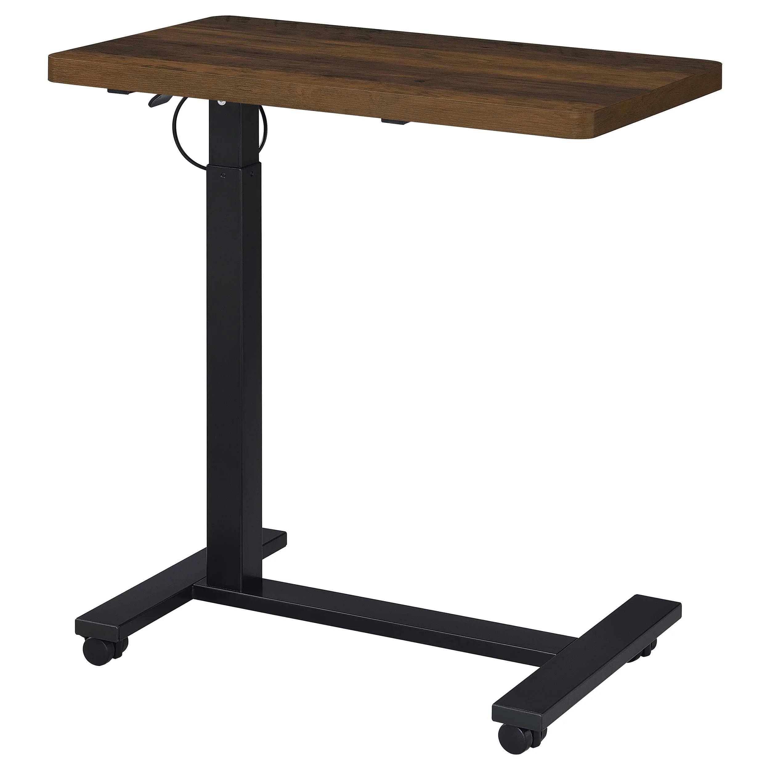 Westpark Dark Pine Pneumatic Adjustable C-Shape Side Table with Casters - Image 10