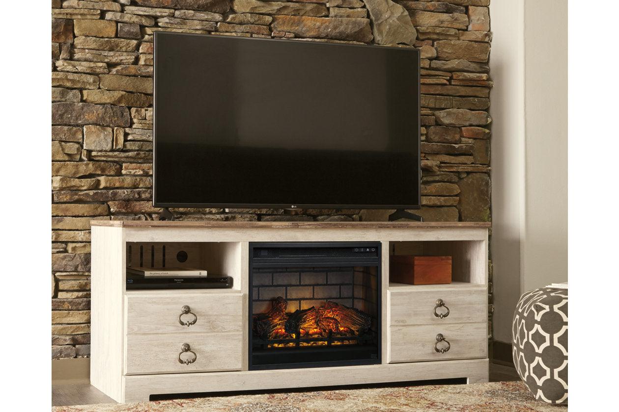Willowton Whitewash 64" TV Stand with Electric Fireplace - Image 2
