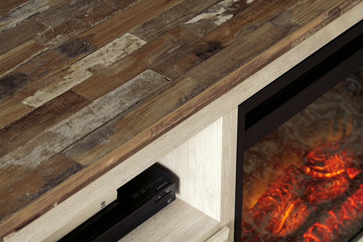 Willowton Whitewash 64" TV Stand with Electric Fireplace - Image 3
