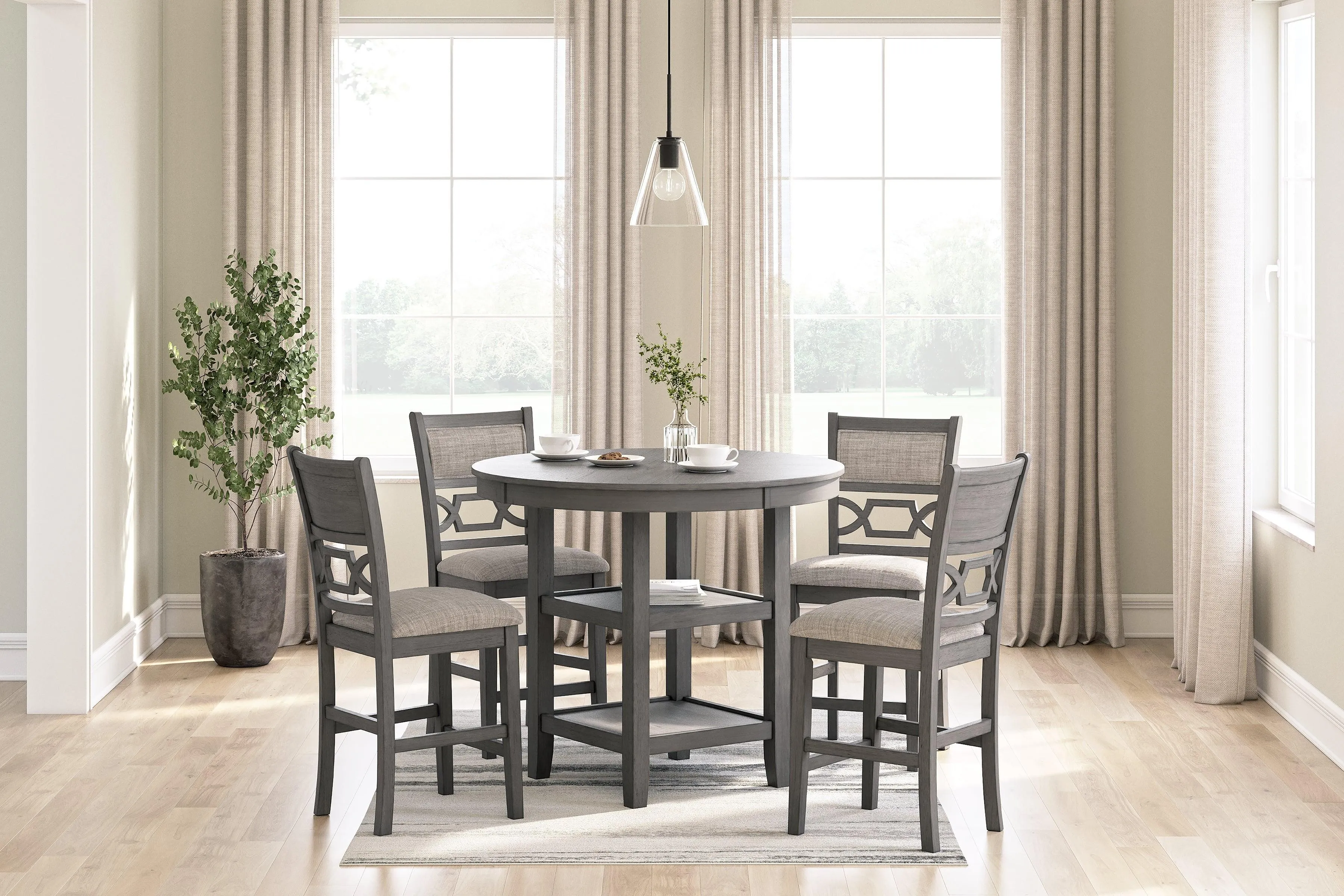 Wrenning Gray Counter Height Dining Table and 4 Bar Stools - Image 2