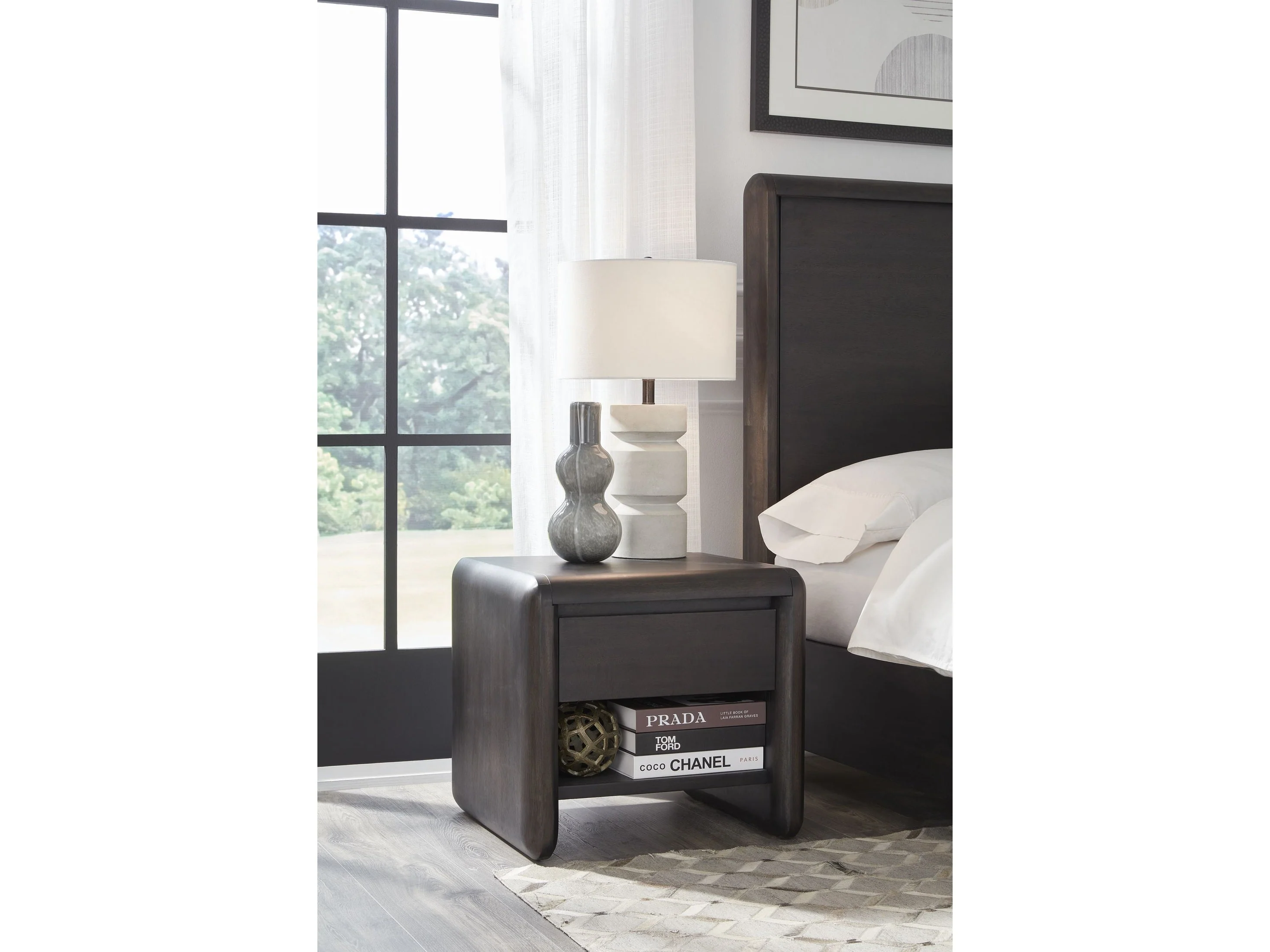 Xolani Jaguar One Drawer Acacia Wood Nightstand