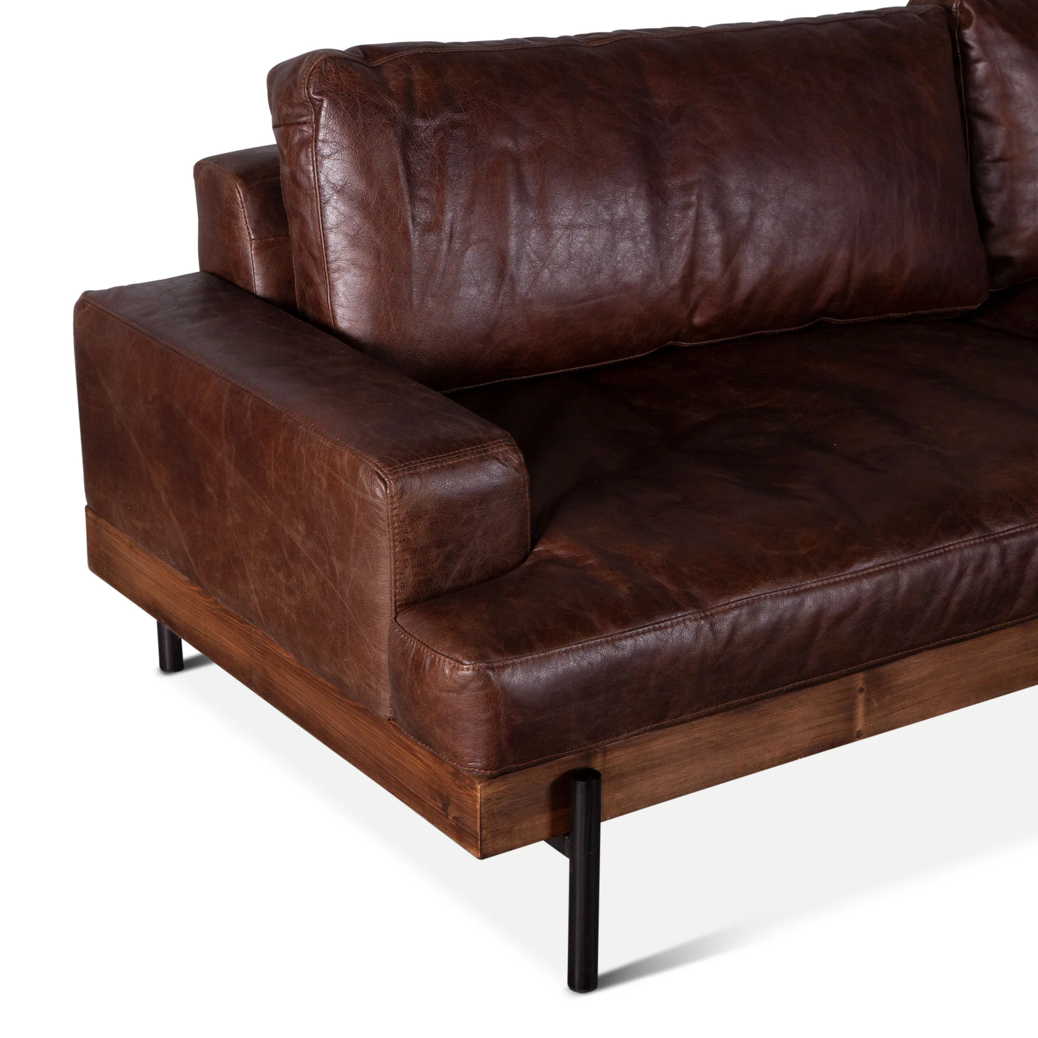 Portofino Industrial 94" Sofa in Geisha Brown Leather - Image 8